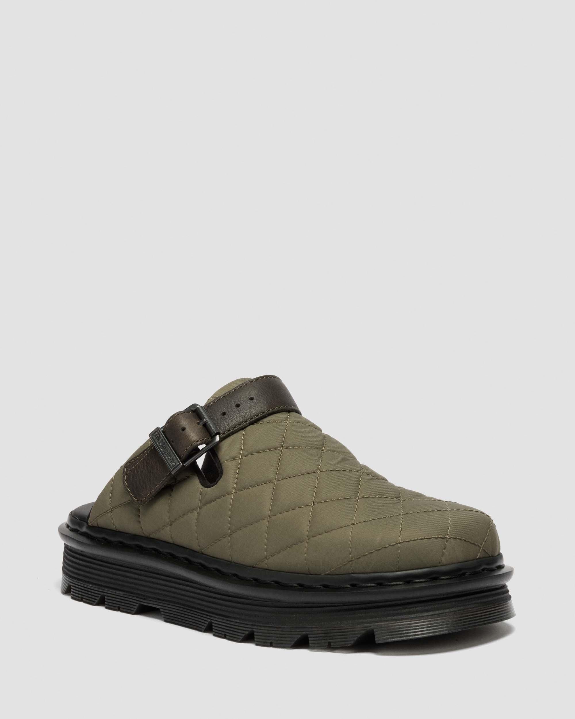 Zebzag Quilted Canvas Platform Mules in DMs Olive Green
