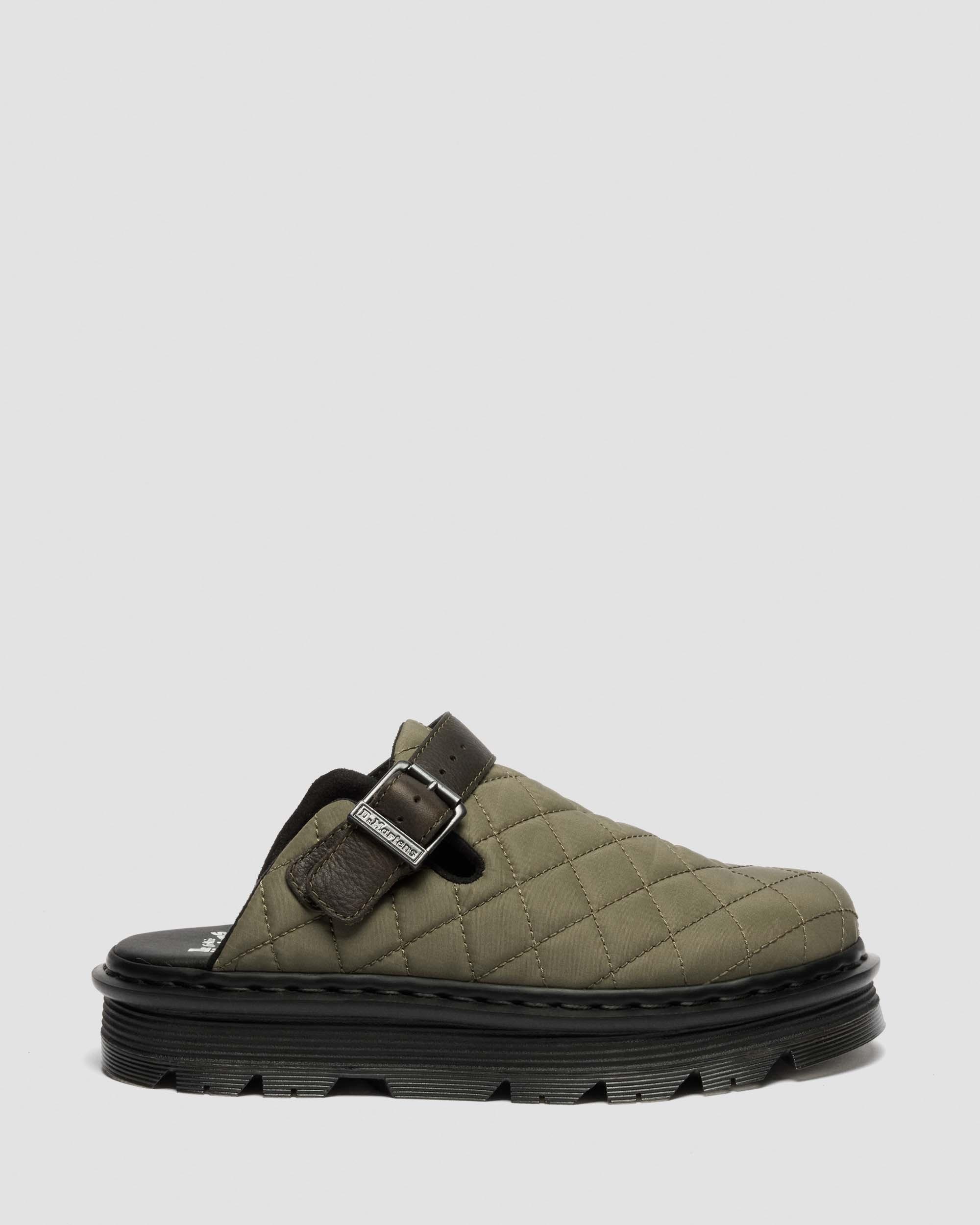 Zebzag Quilted Canvas Platform Mules in DMs Olive Green