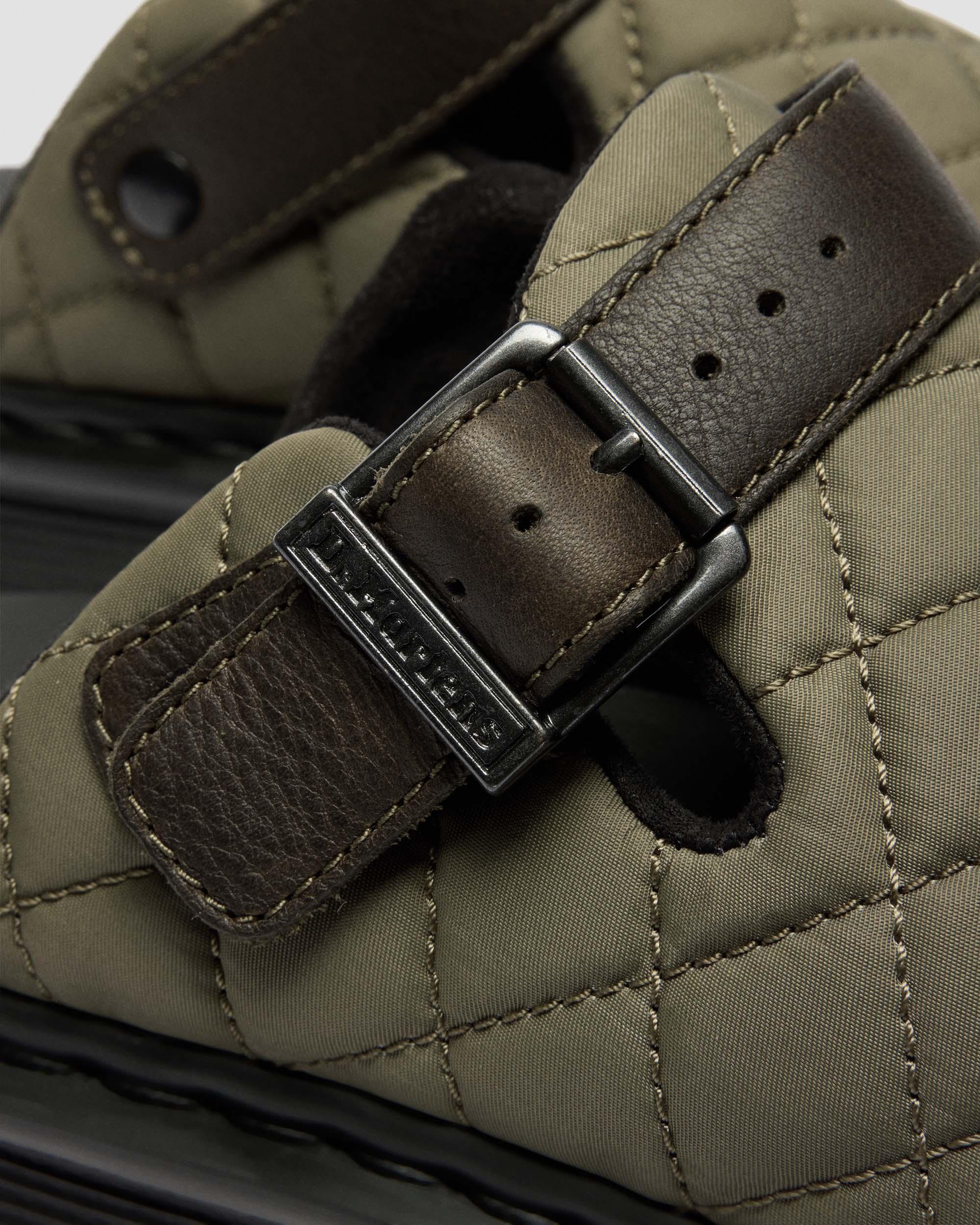 Zebzag Quilted Canvas Platform Mules in DMs Olive Green