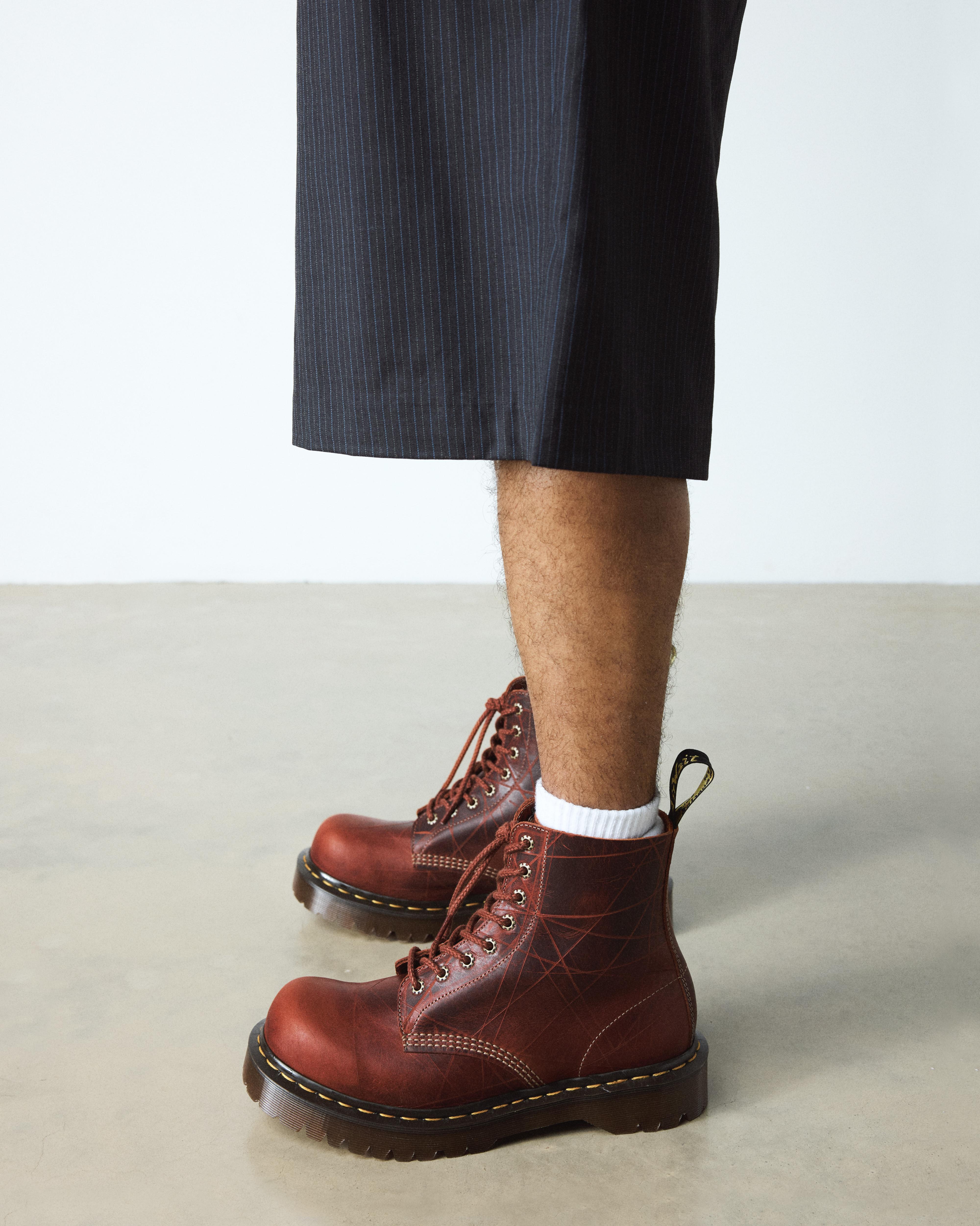 1460 Bex Made In England Leather Bump Toe Boots in CARAMEL BROWN