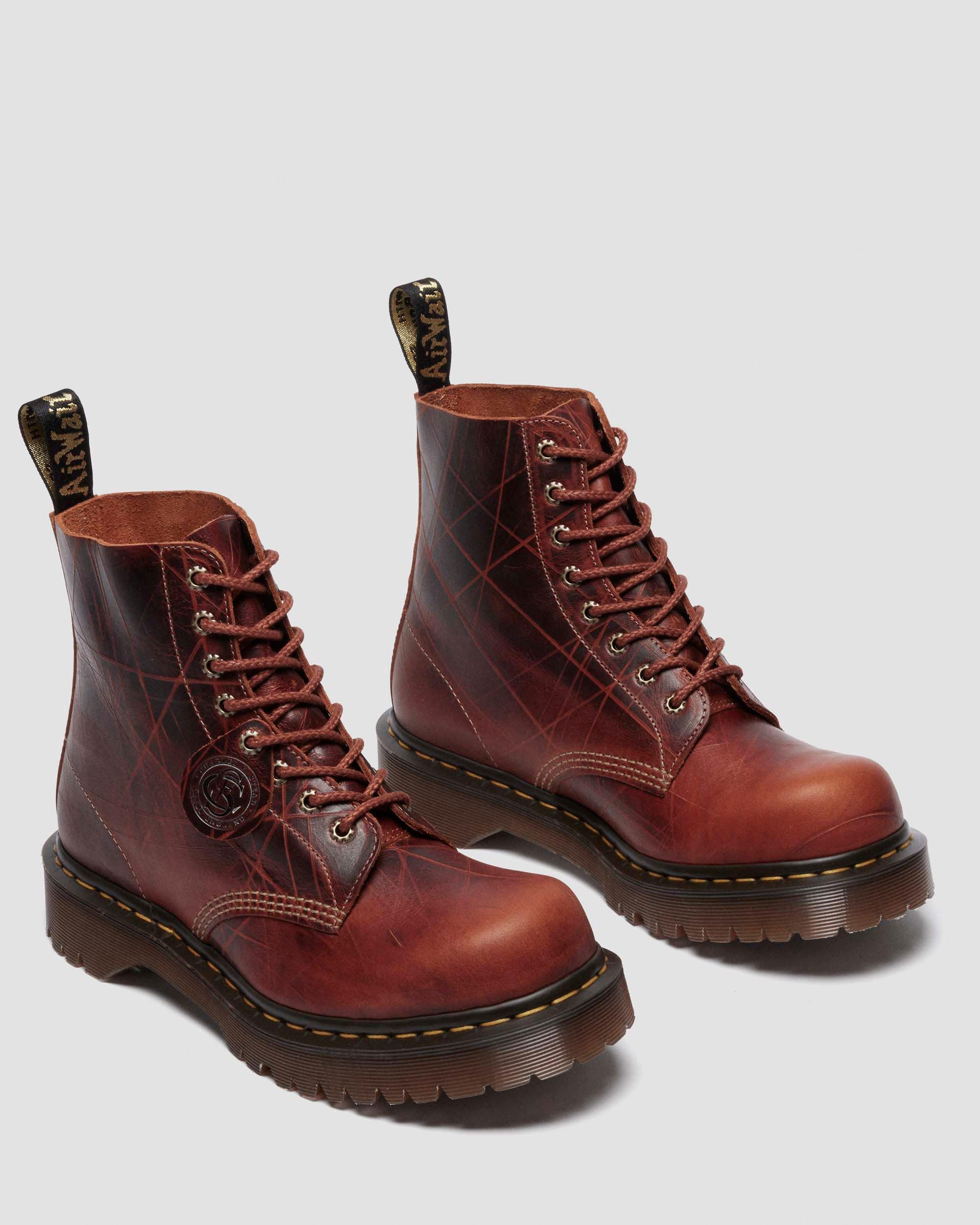 1460 Bex Made In England Leather Bump Toe Boots in CARAMEL BROWN