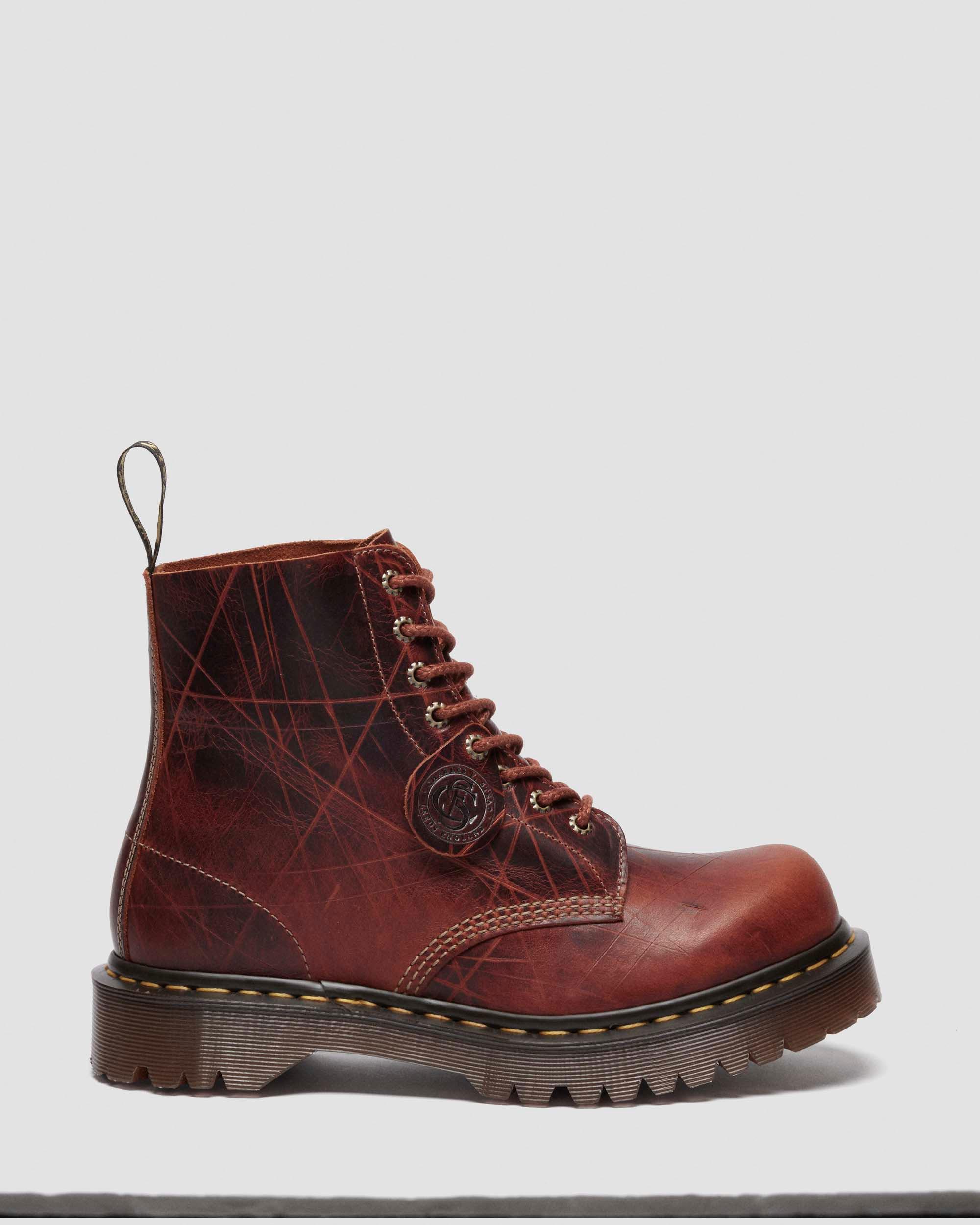 1460 Bex Made In England Leather Bump Toe Boots in CARAMEL BROWN