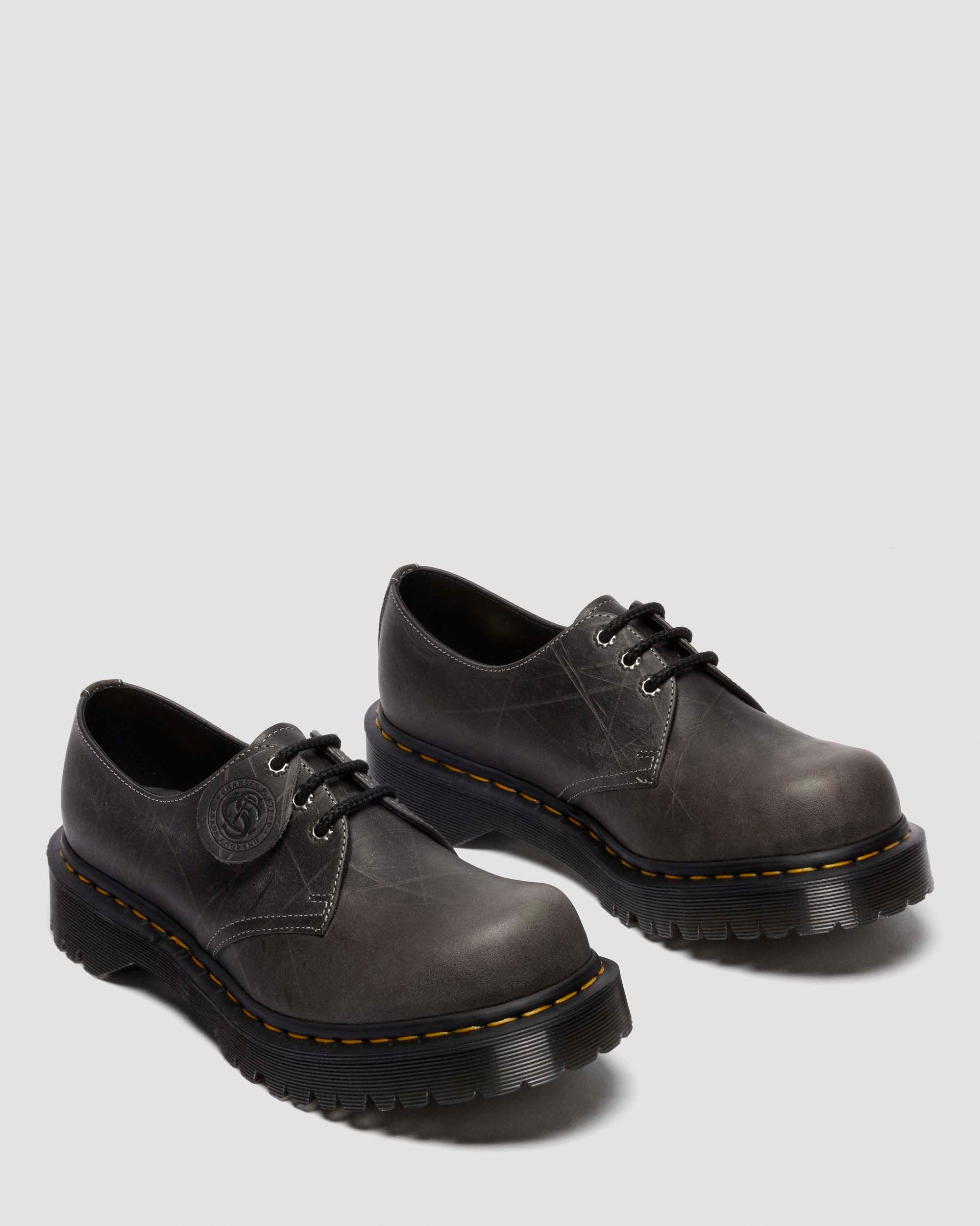 1461 Bex Made In England Natural Grain Bump Toe Shoes in Gunmetal
