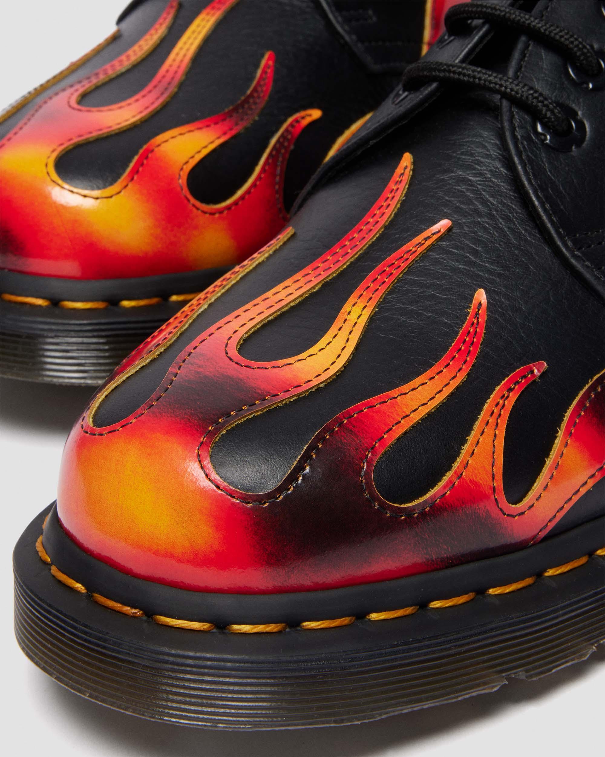 Dr. Martens Flame-print Derby Shoes In Black