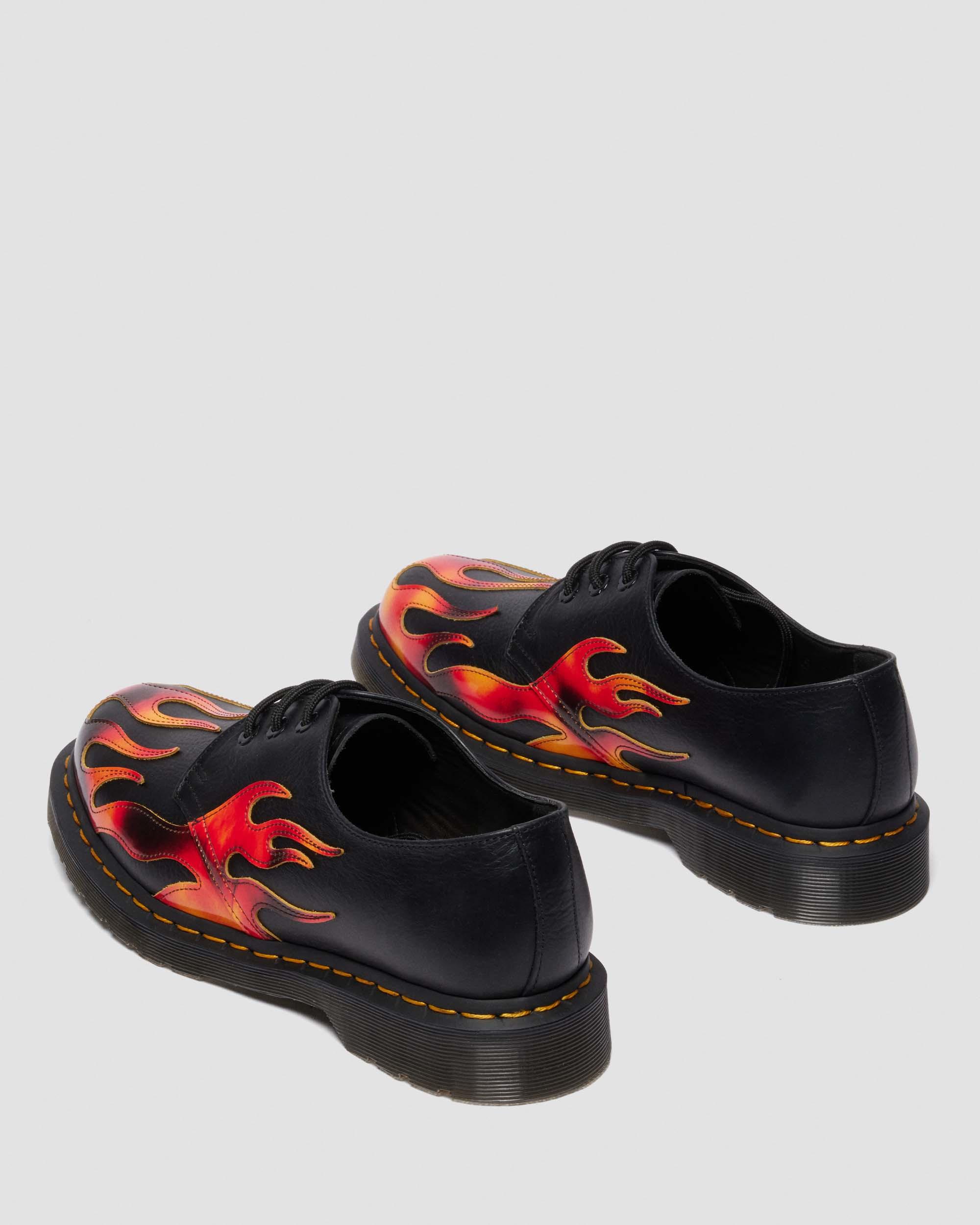 Dr. Martens Flame-print Derby Shoes In Black