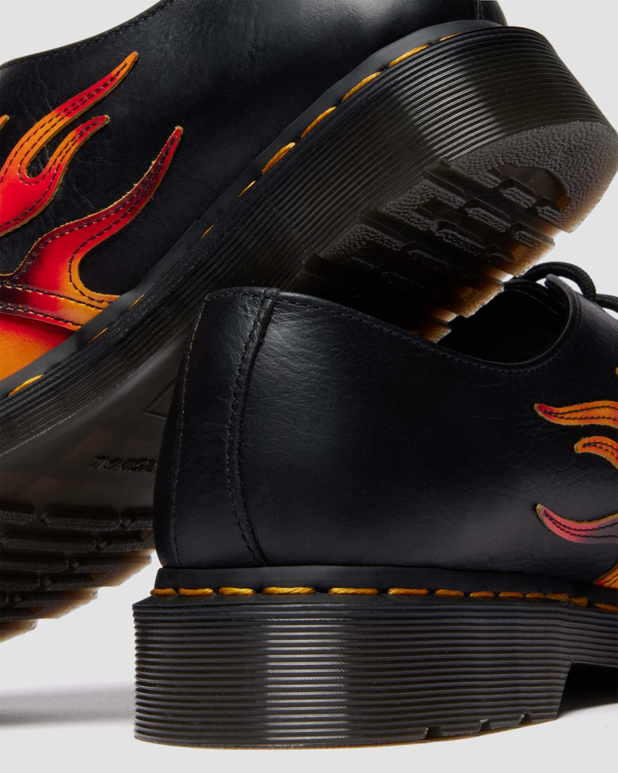 Dr. Martens Flame-print Derby Shoes In Black