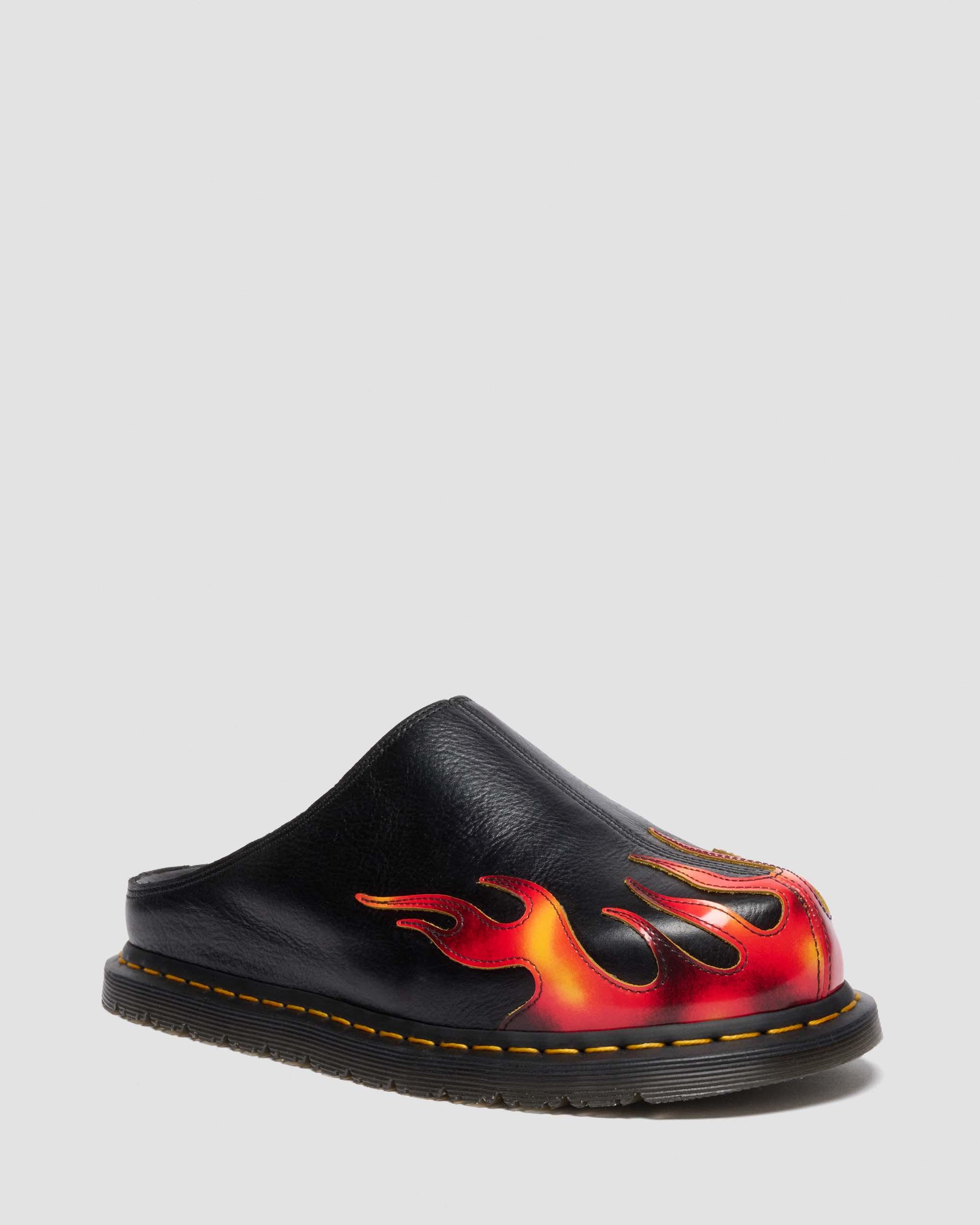 Dr. Martens San Flame Leder Mules In Black