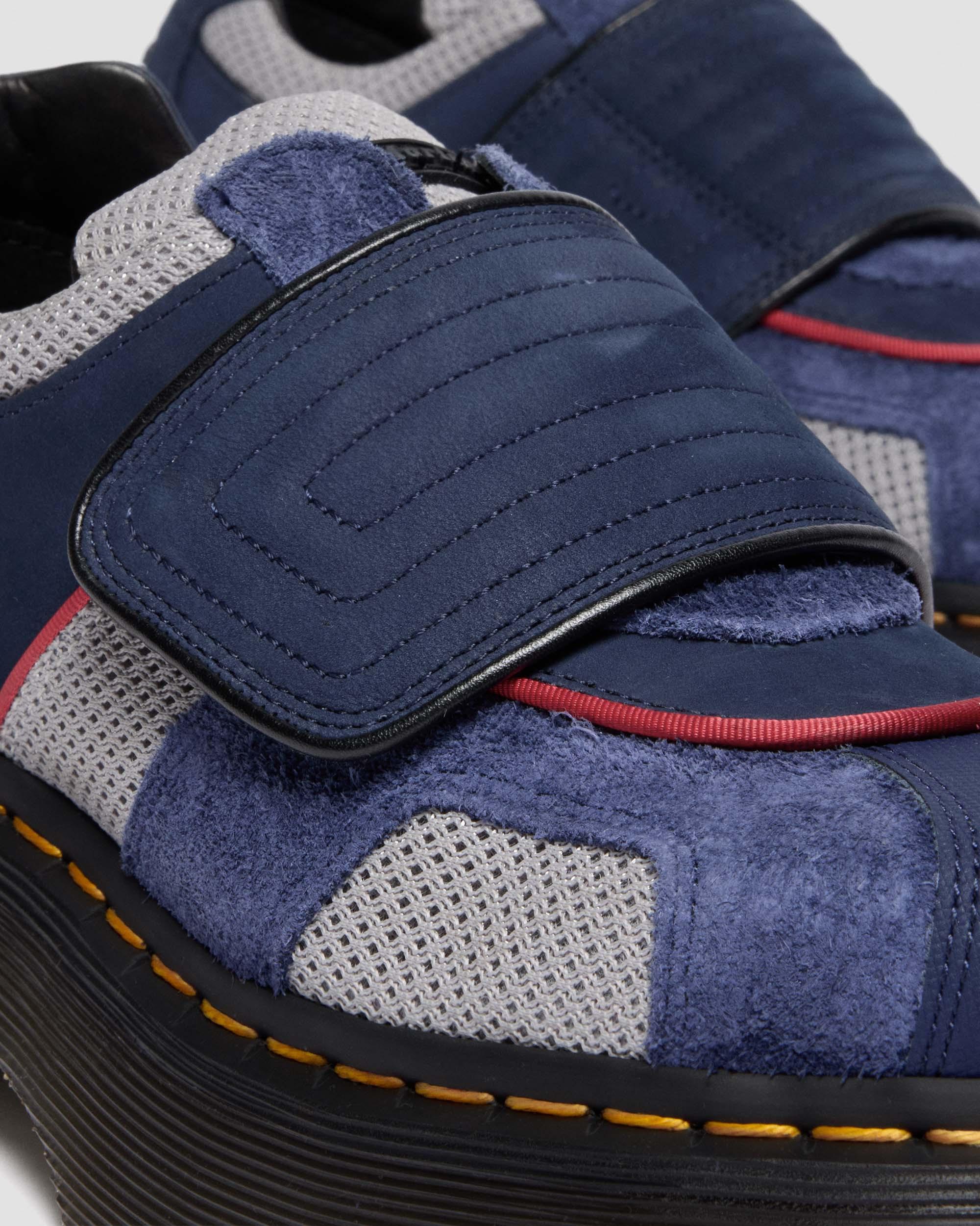 Buzz Strap Mixed Material Shoes in MIDNIGHT BLUE+MID GREY