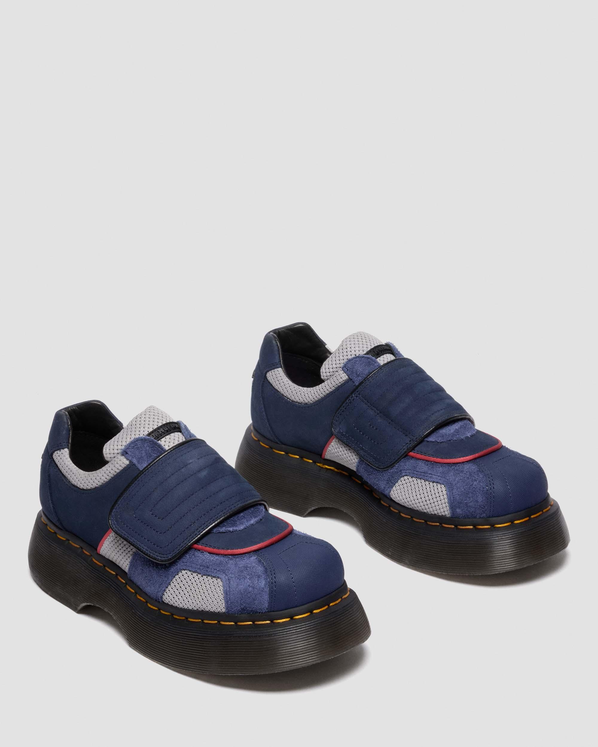 Buzz Strap Mixed Material Shoes in MIDNIGHT BLUE+MID GREY