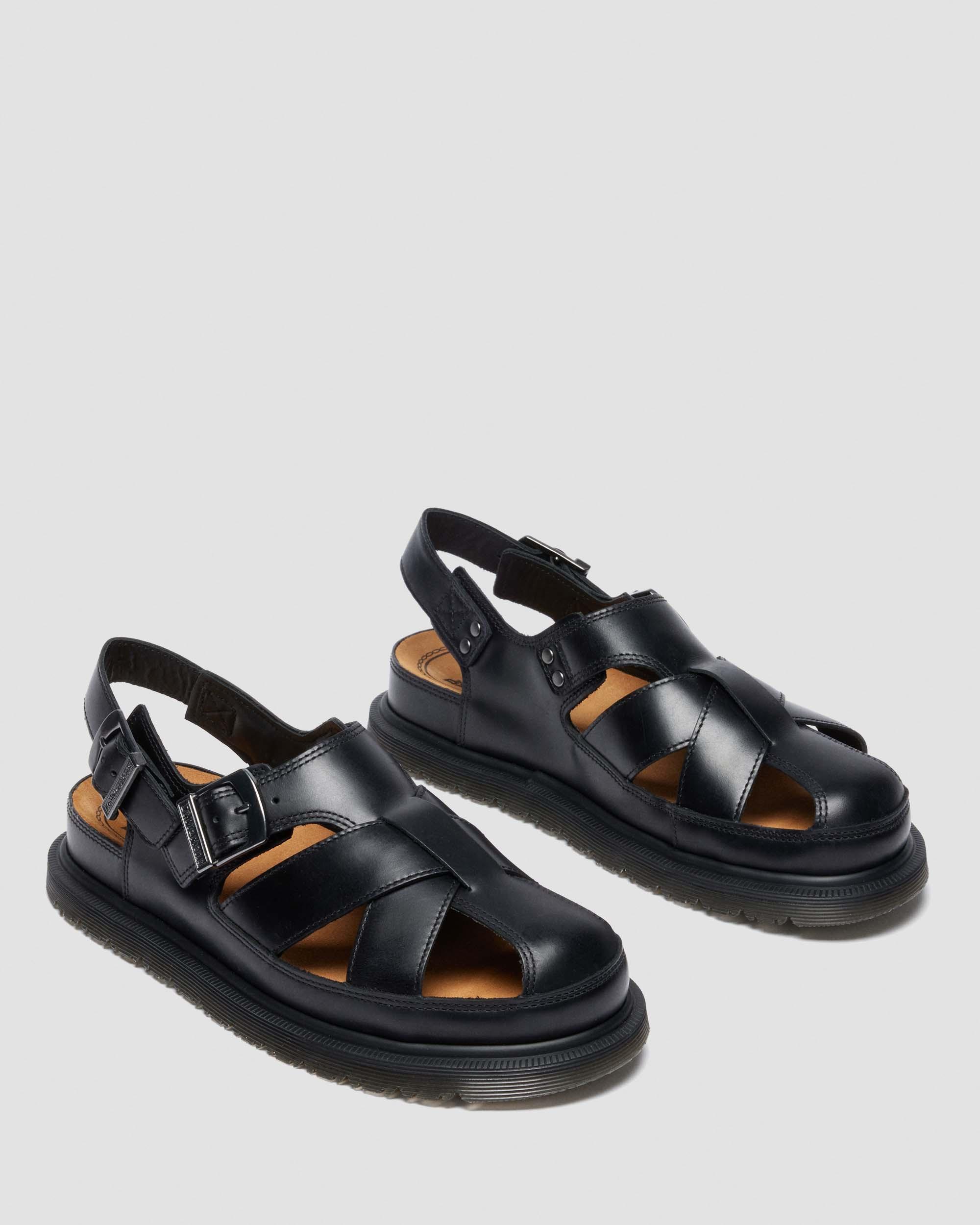 San Fisherman-sandaler i læder in Sort