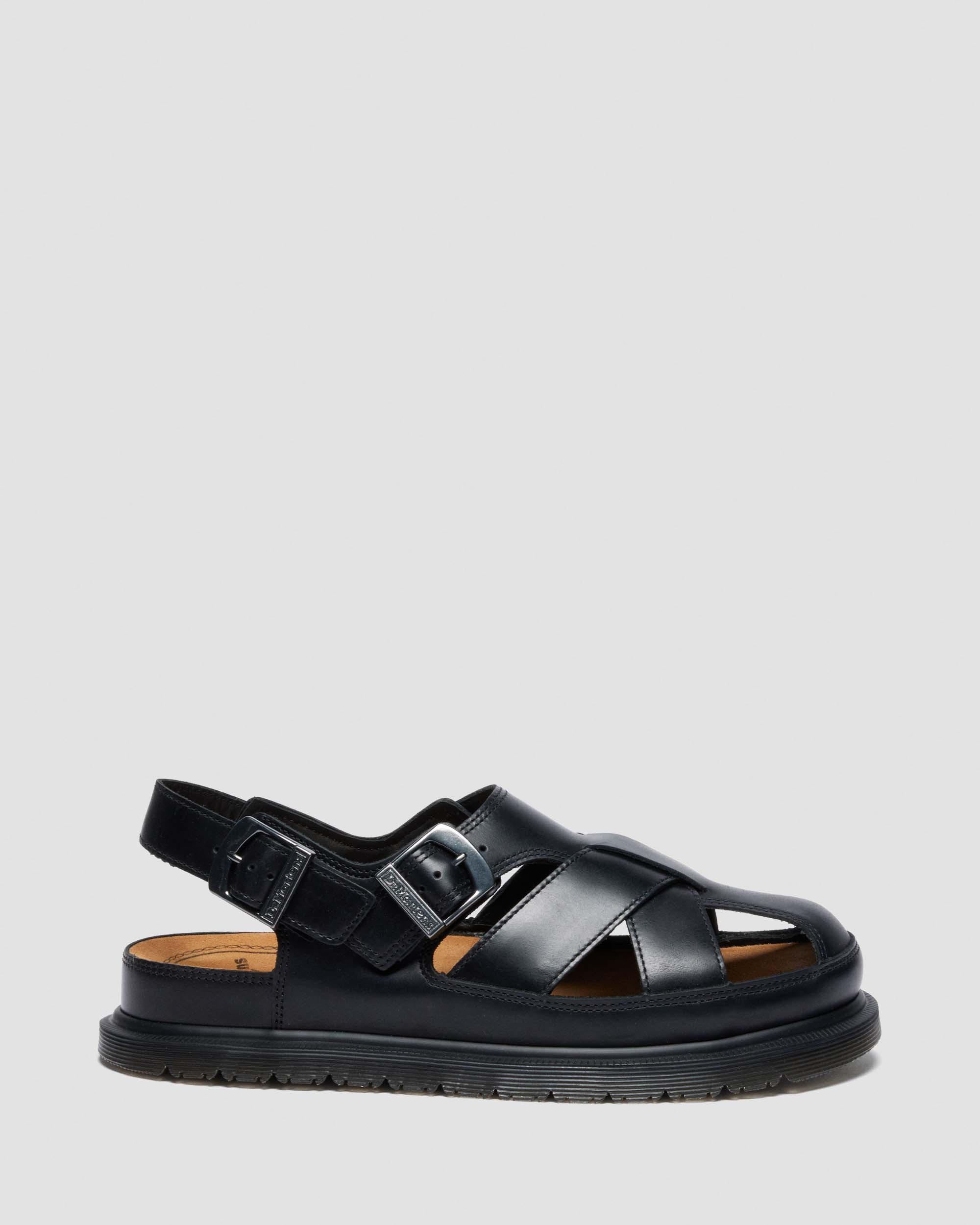 San Fisherman-sandaler i læder in Sort