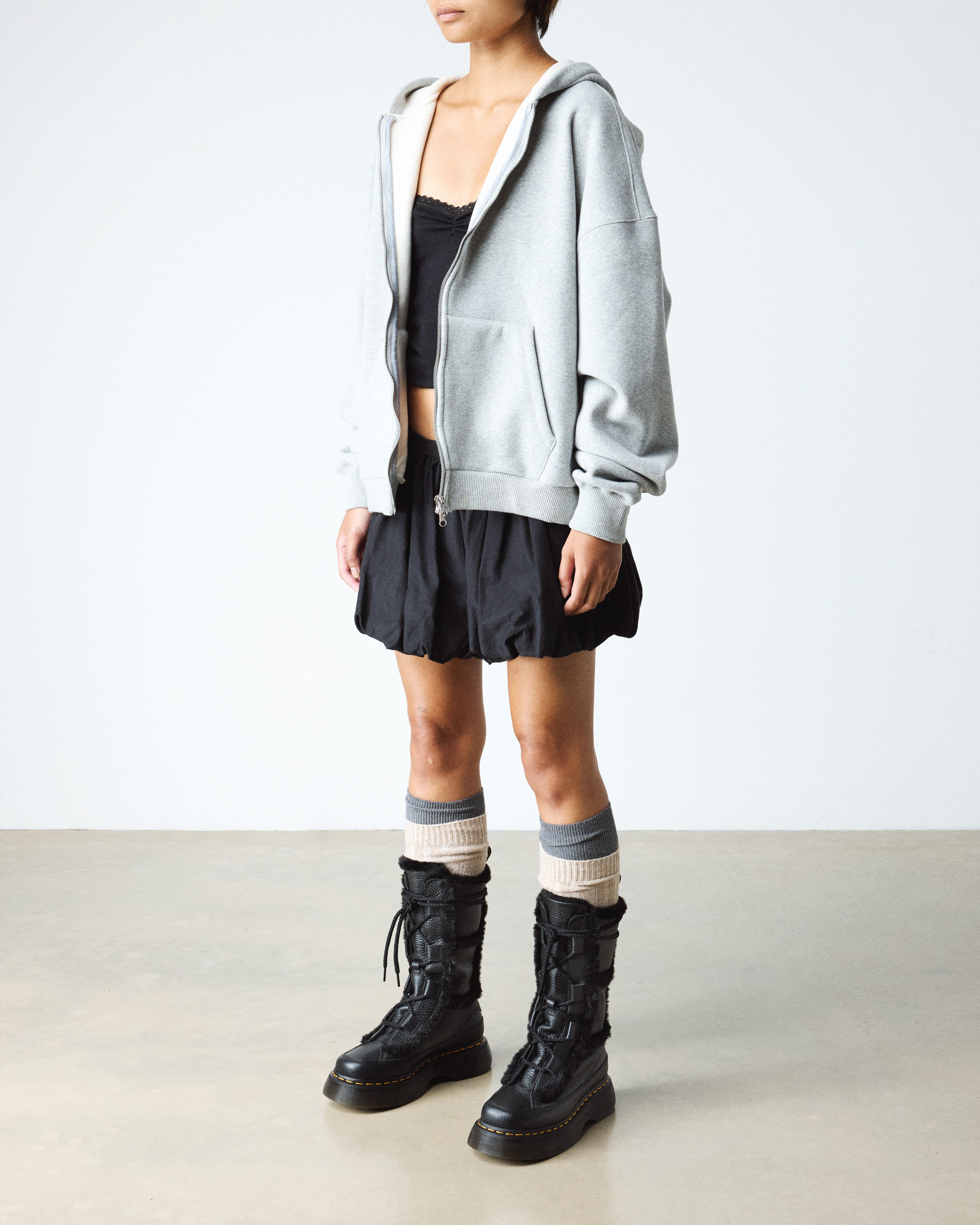 Buzz Lace Up Faux Fur Lined Grizzly Leather Boots in BLACK