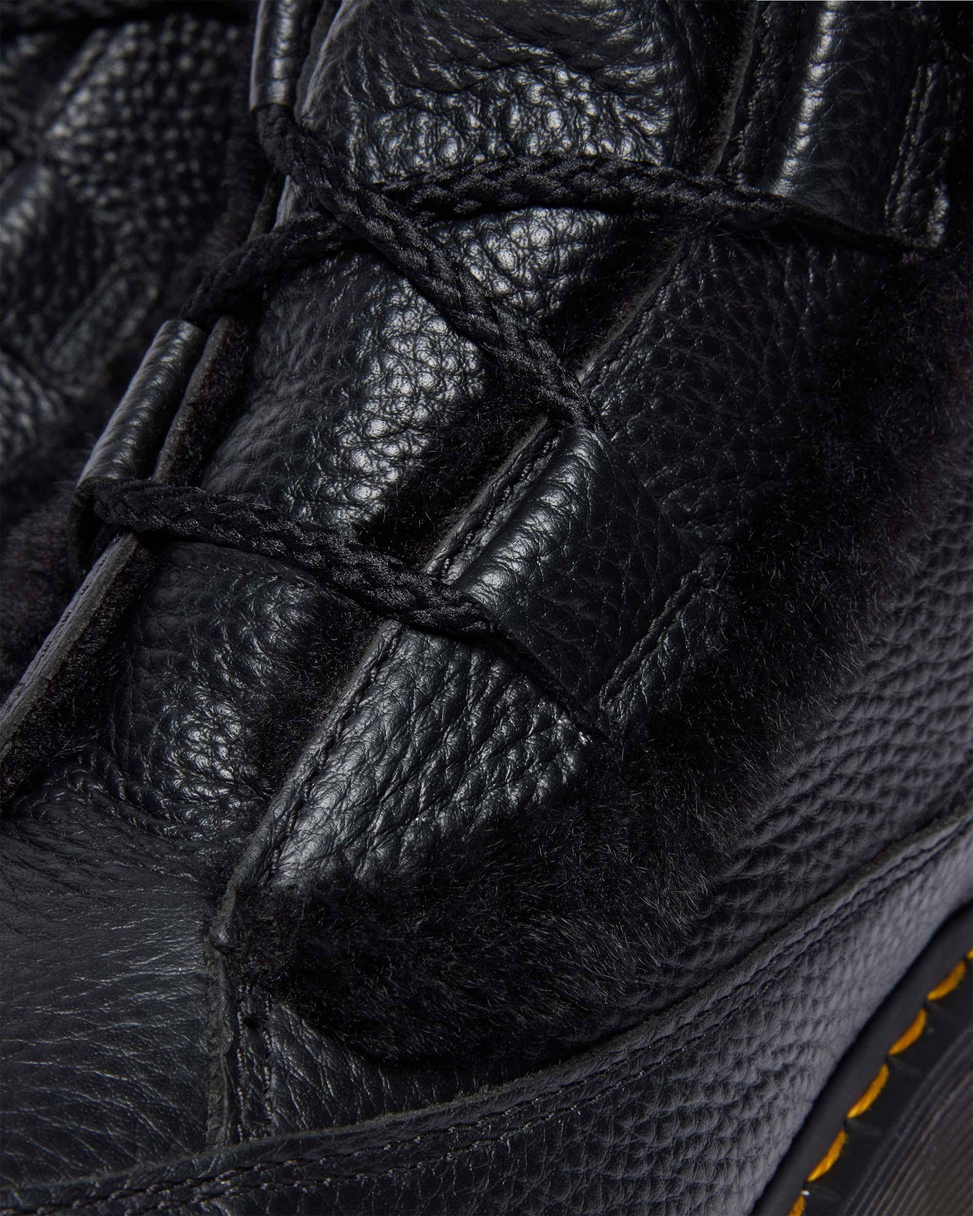 Buzz Lace Up Faux Fur Lined Grizzly Leather Boots in BLACK