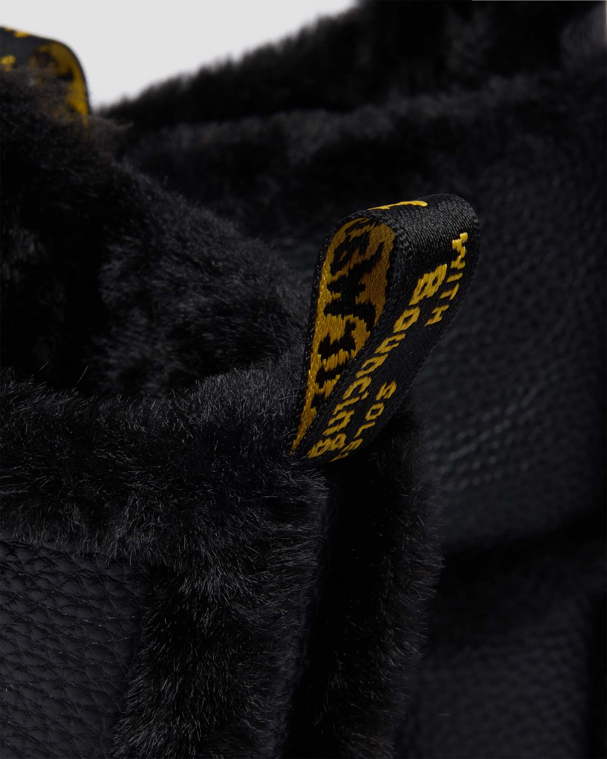 Buzz Lace Up Faux Fur Lined Grizzly Leather Boots in BLACK