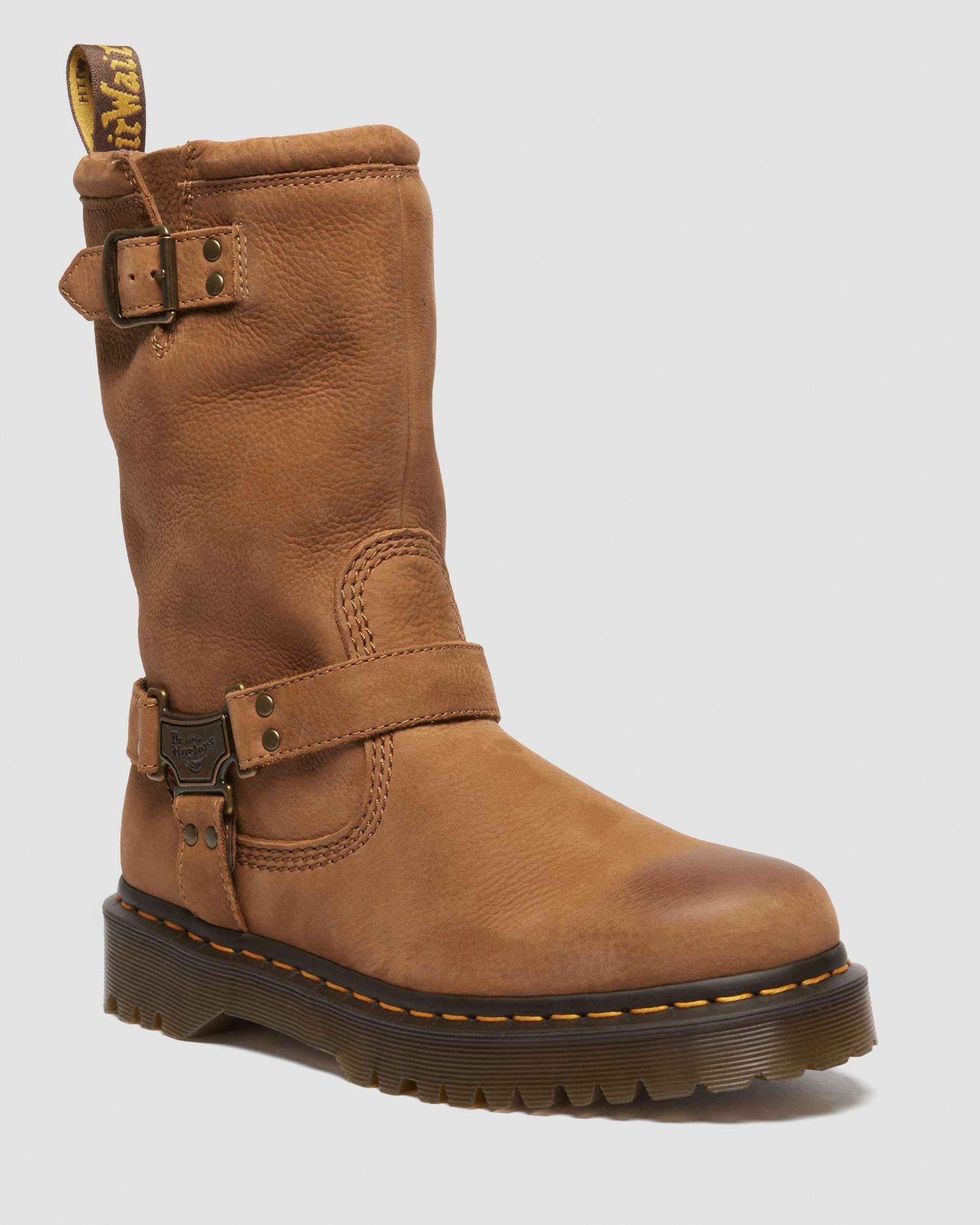 Anistone Hi Tumbled Nubuck Biker Boots in Wüstenbraun