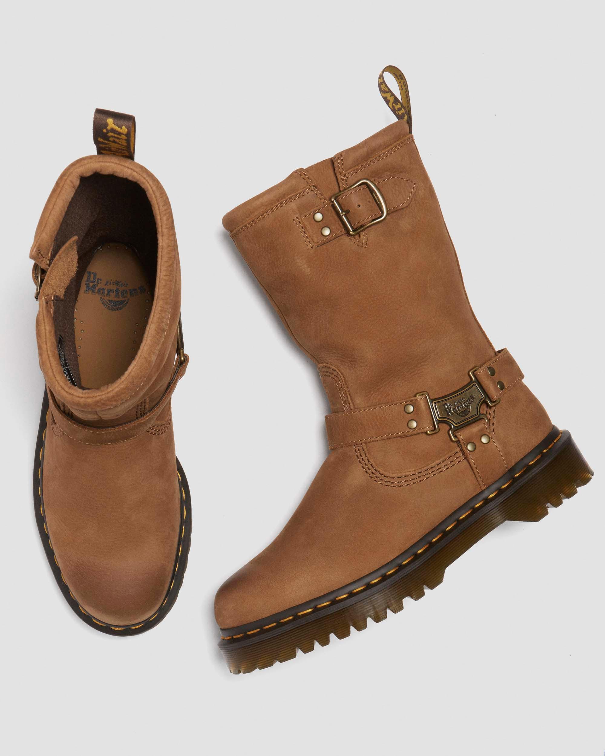 Anistone Hi Biker-kängor i tumlad nubuck in Ökenbrun