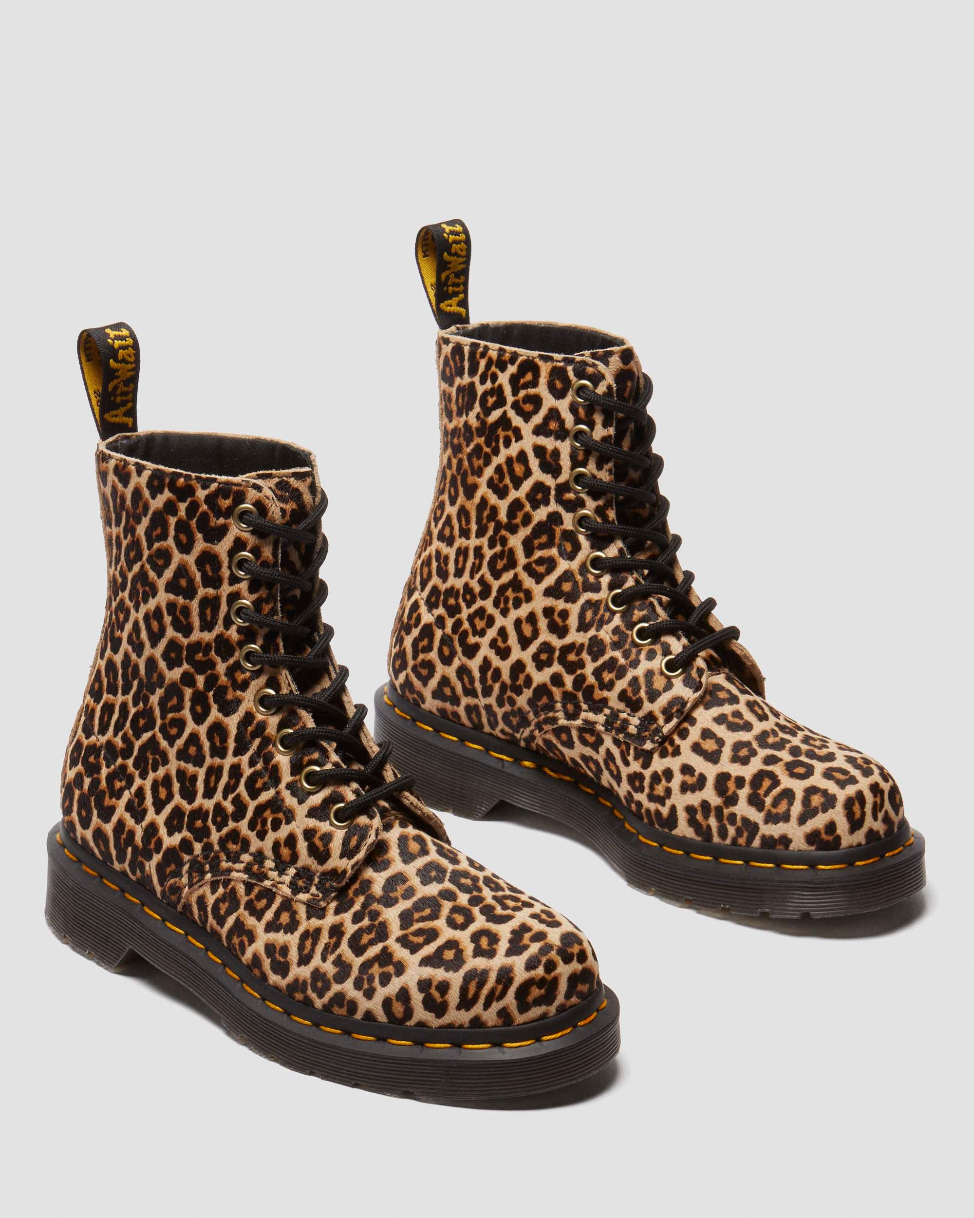 1460 leopard leather boots in Light Tan