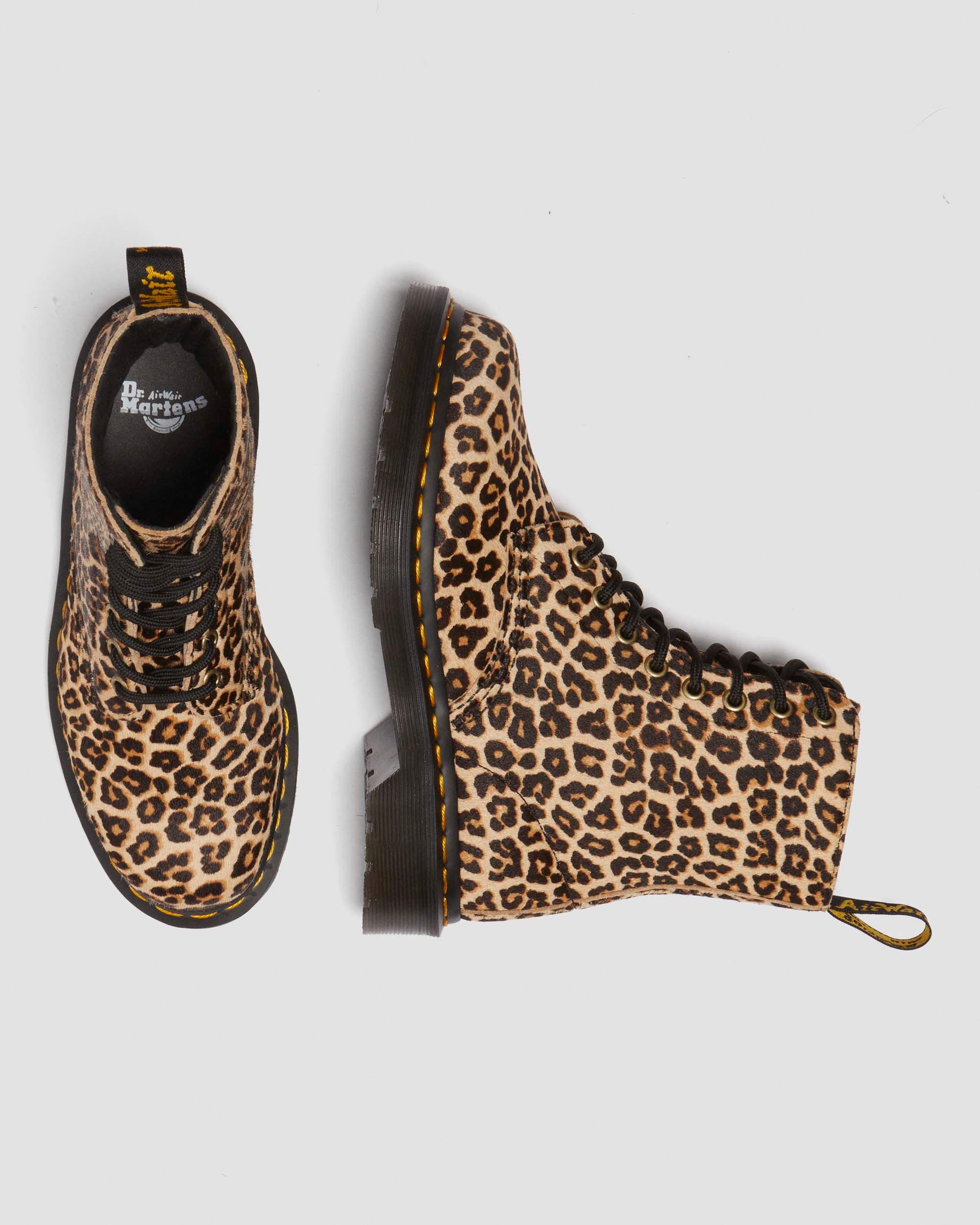 1460 leopard leather boots in Light Tan
