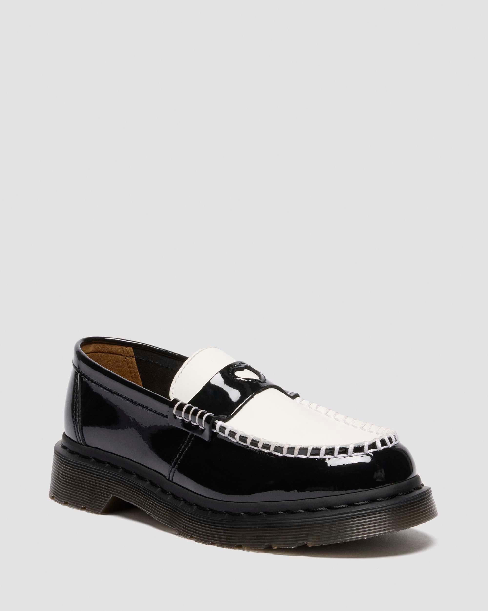 PENTON HEART TWO-TONE PATENT LEATHER LOAFERS in Black