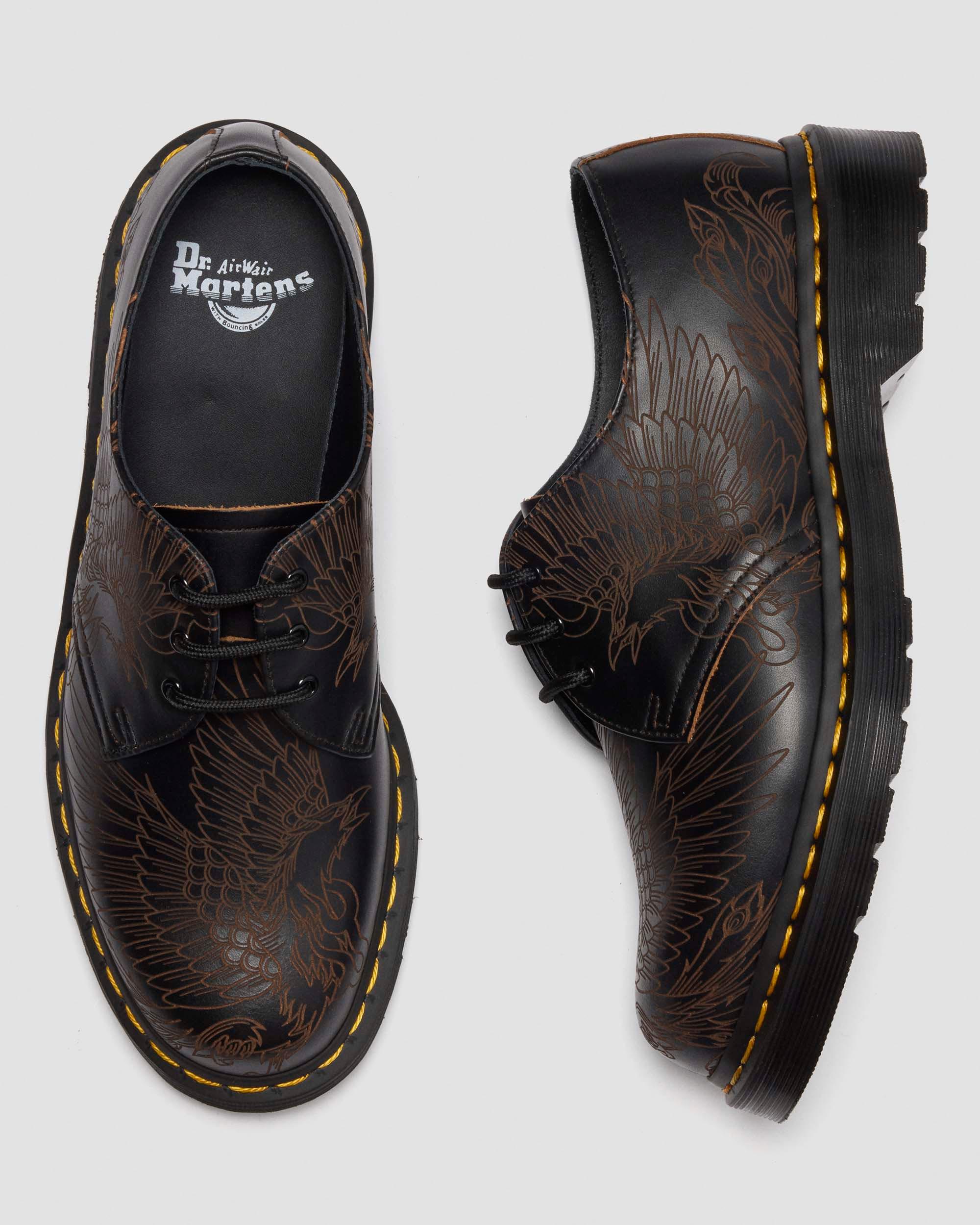 ドクターマーチン 1461 PHOENIX ブラック 鷹の彫刻 UK9 1461 PHOENIX VINTAGE SMOOTH LEATHER SHOES in Black | Dr. Martens