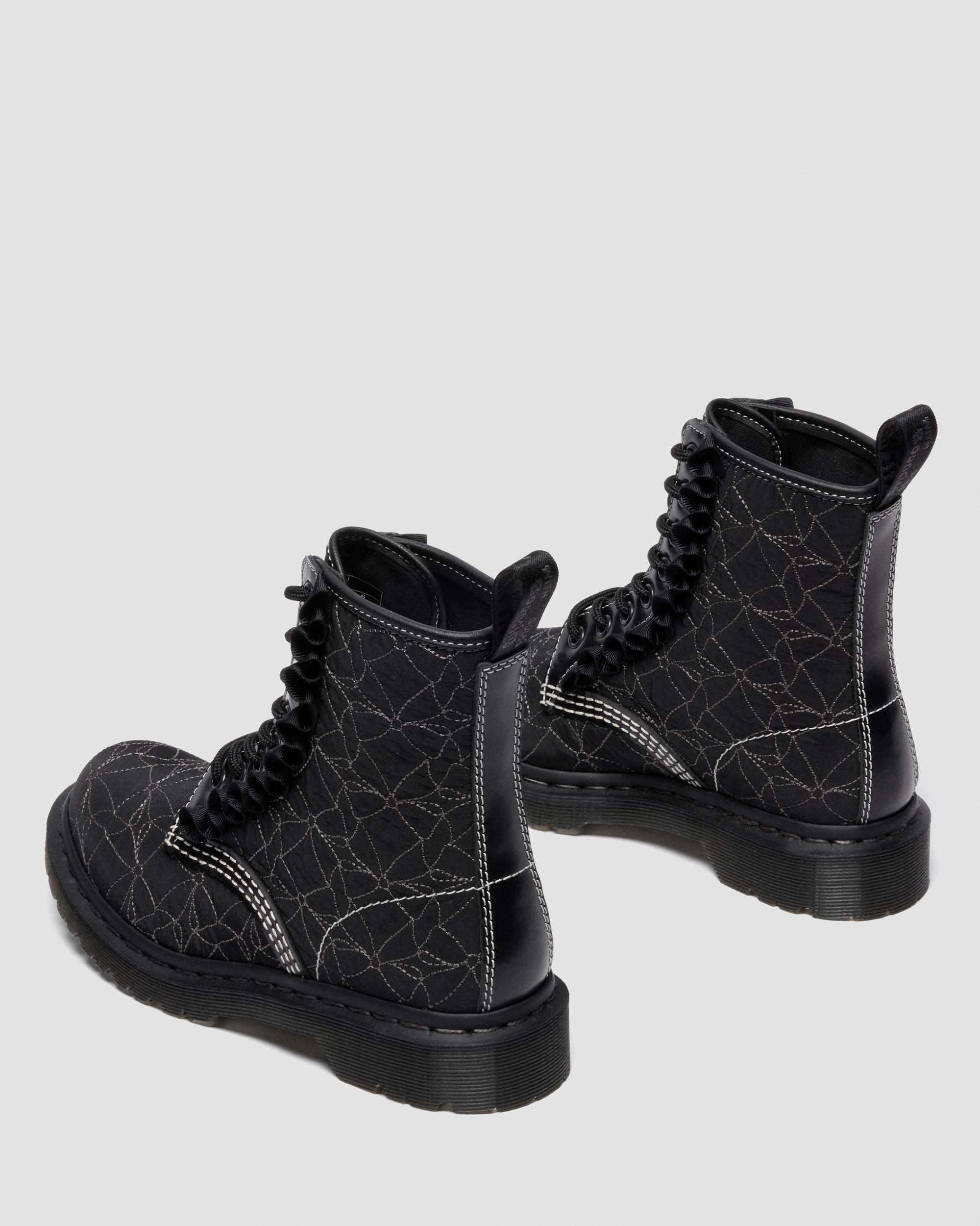 1460 Frill Leren Veterlaarzen in Zwart