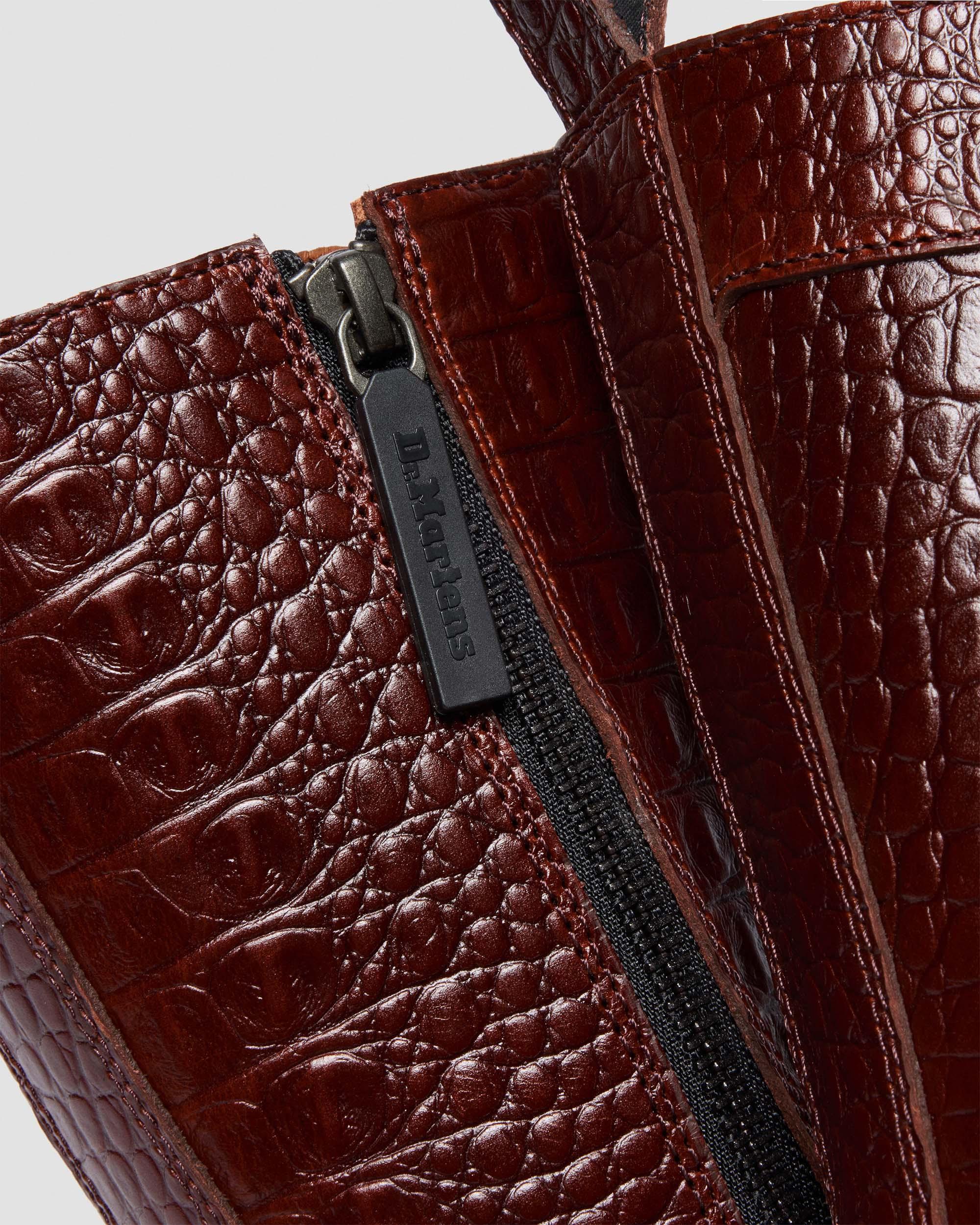 Rejena Leren Laarzen met Krokodilreliëf in Bruin