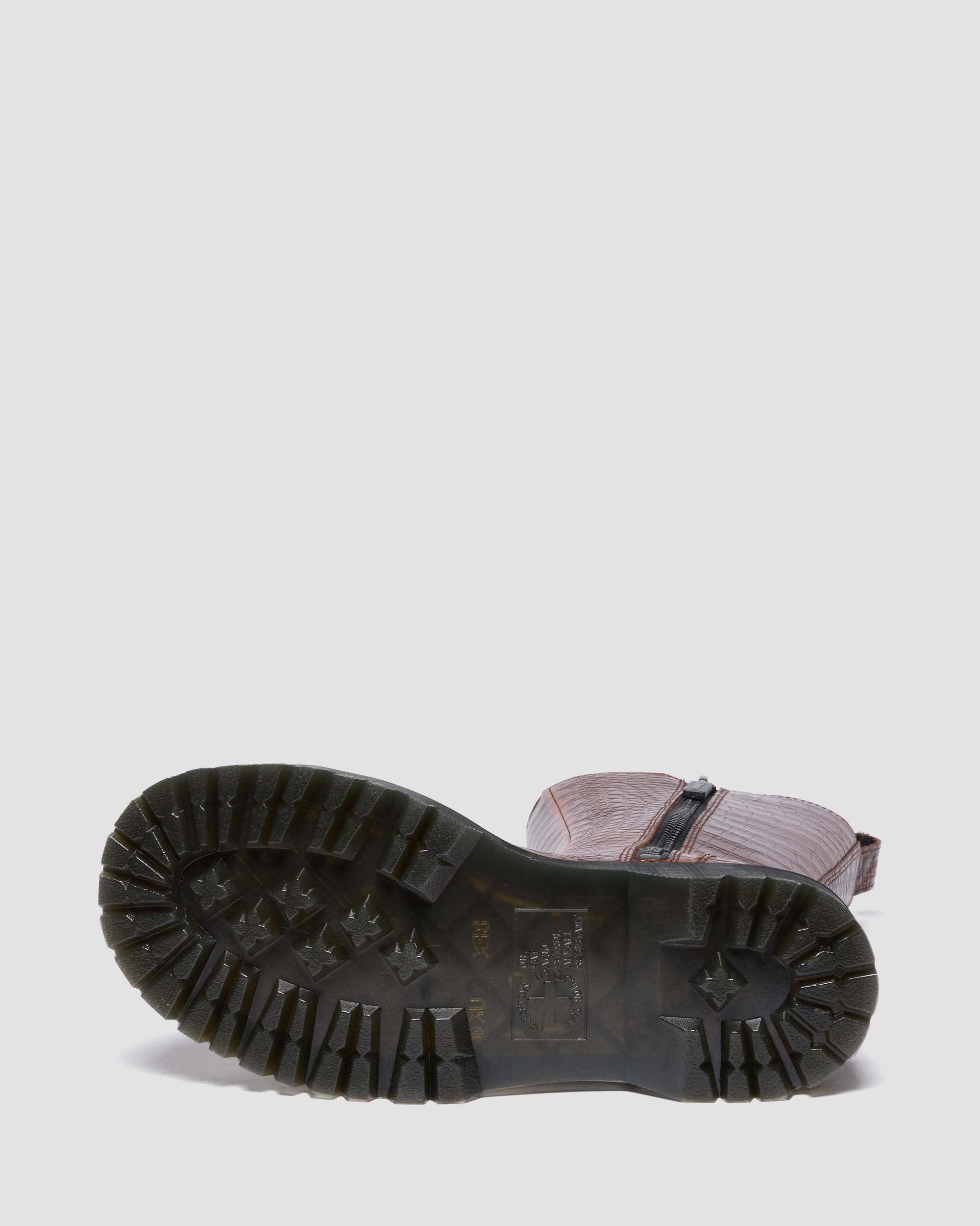 Dr. Martens Rejena  Croc Emboss  Leather Boots In Brown