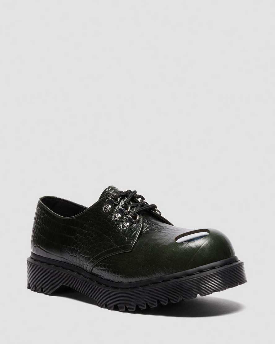 Dr. Martens 1461 Bex Steel Toe Leather Shoes In Green