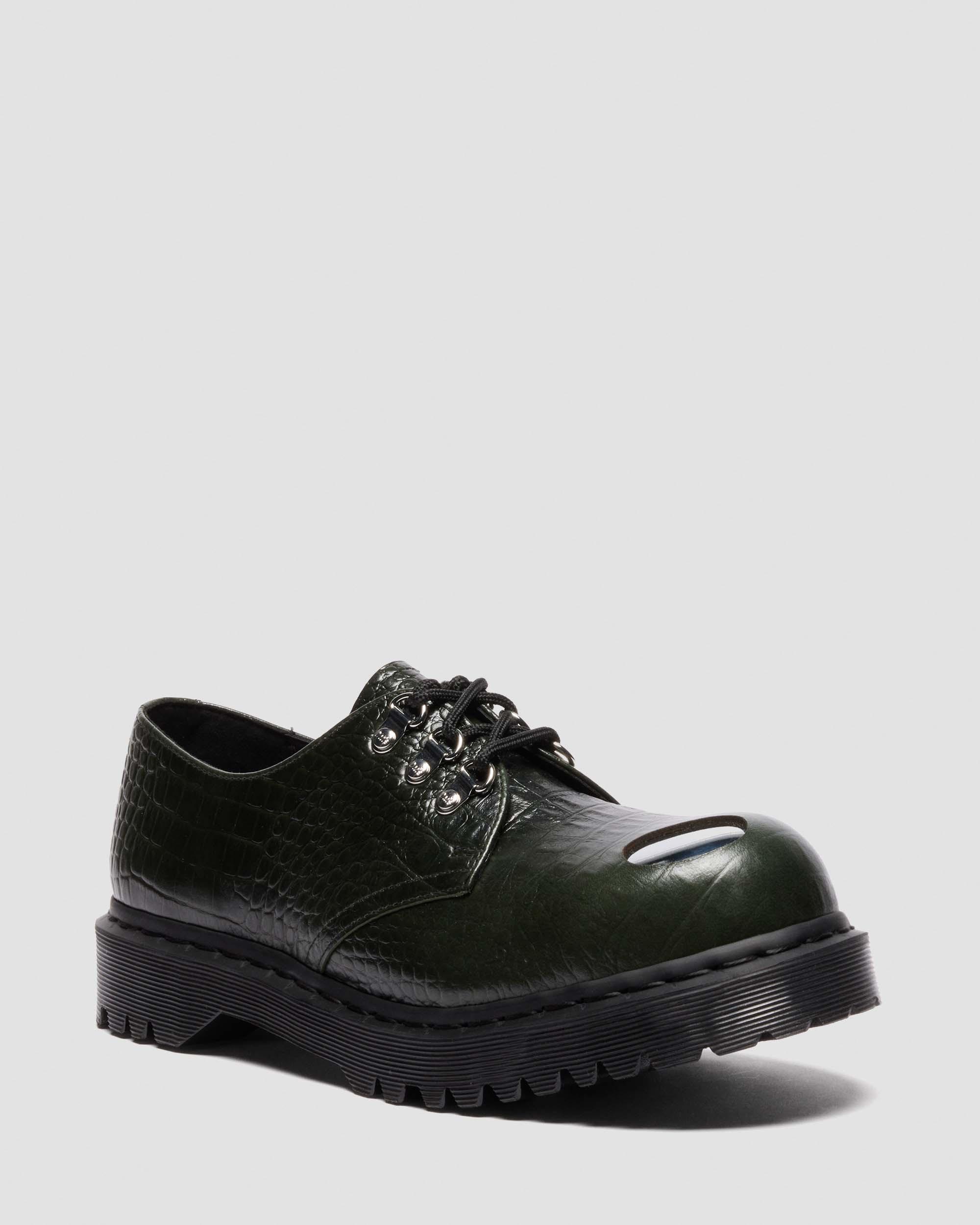 1461 BEX STEEL TOE LEATHER SHOES in FOREST GREEN