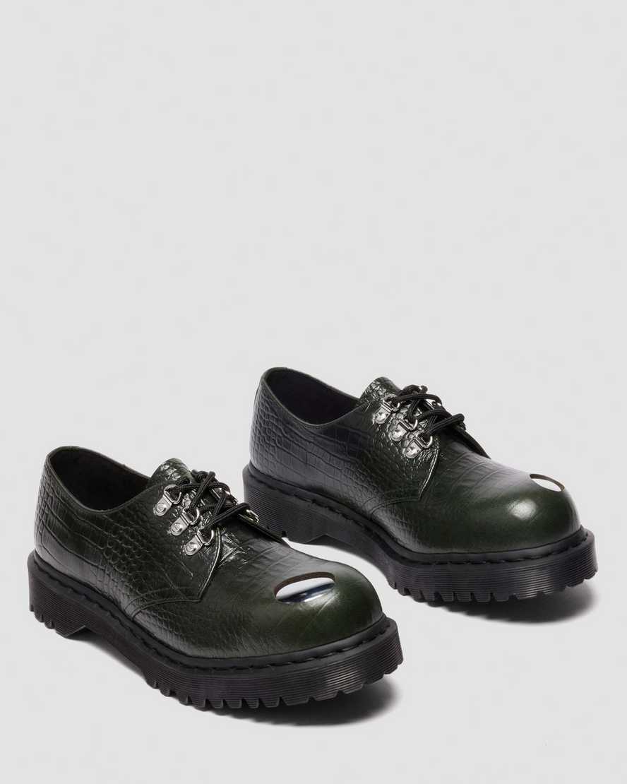 Dr. Martens 1461 Bex Steel Toe Leather Shoes In Green