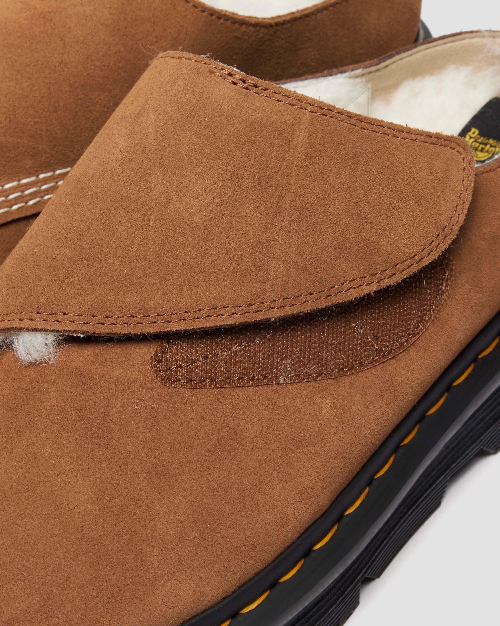 Dr. Martens Zebzag Anywair Warm Lined Suede Mules In Brown