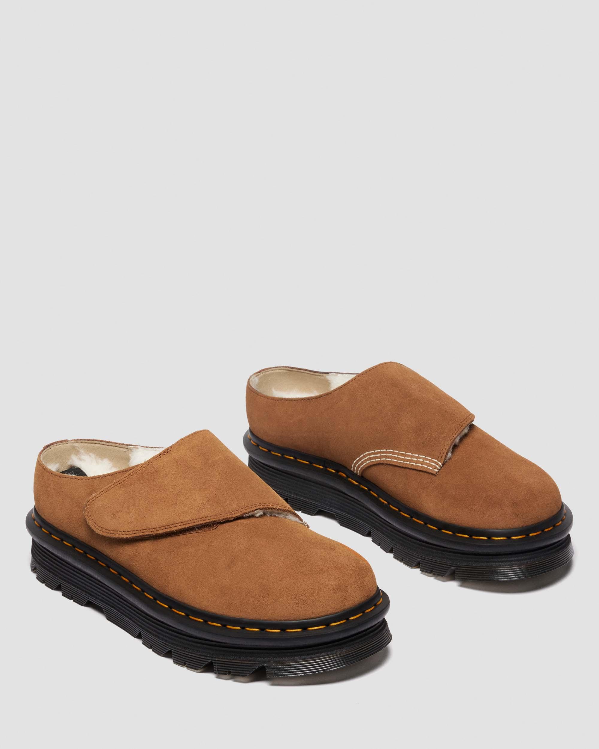 Dr. Martens Zebzag Anywair Warm Lined Suede Mules In Brown