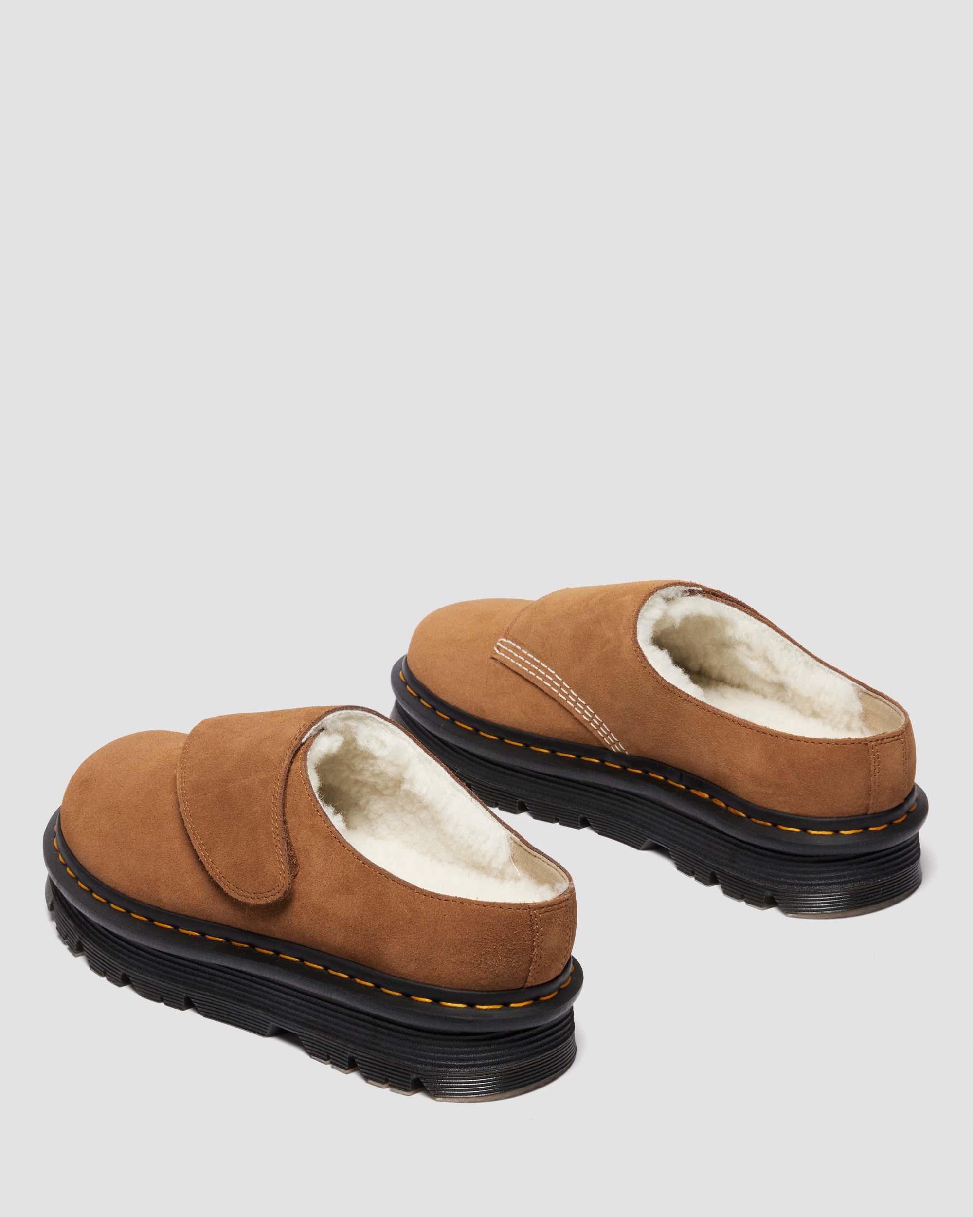 Dr. Martens Zebzag Anywair Warm Lined Suede Mules In Brown