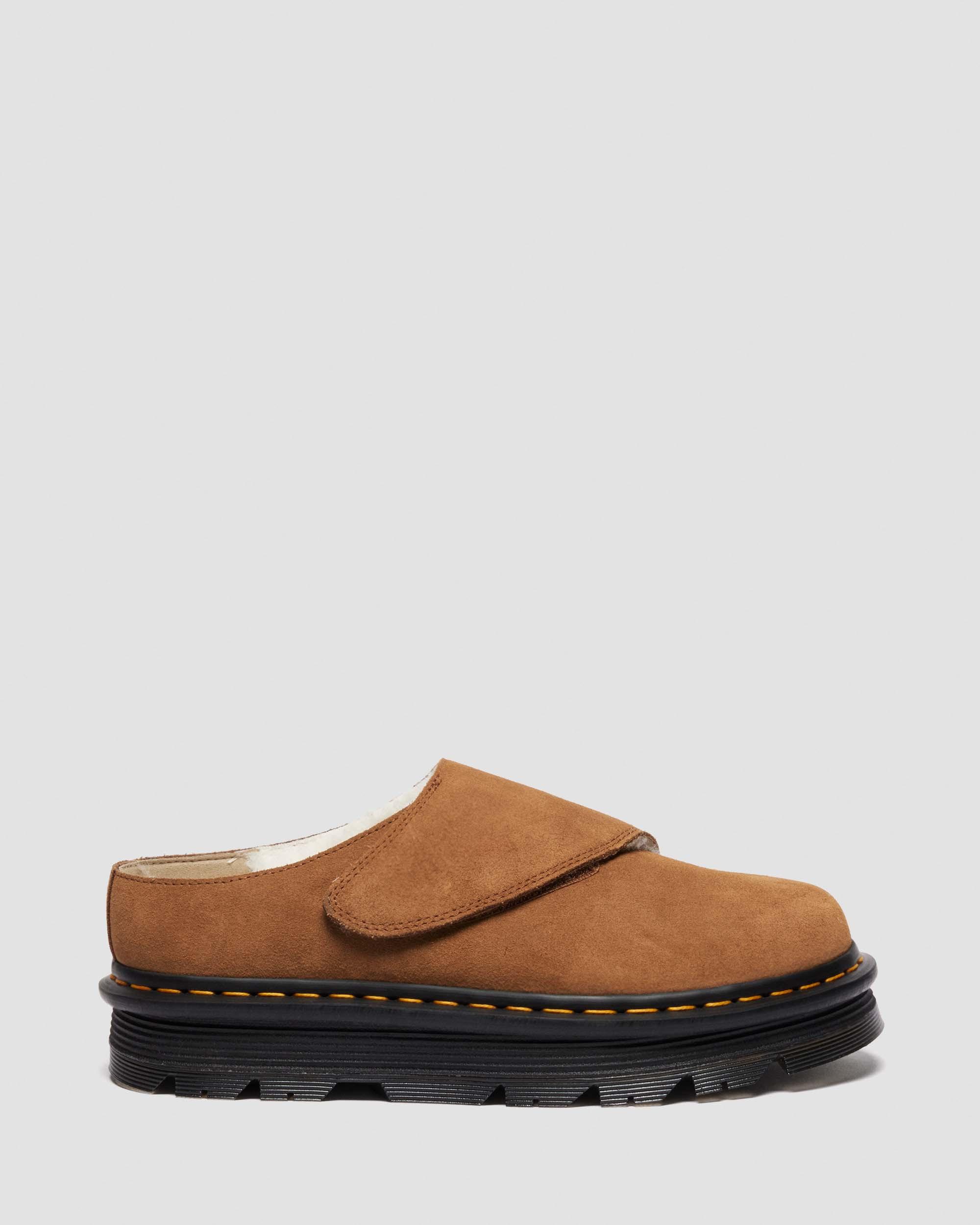 Dr. Martens Zebzag Anywair Warm Lined Suede Mules In Brown