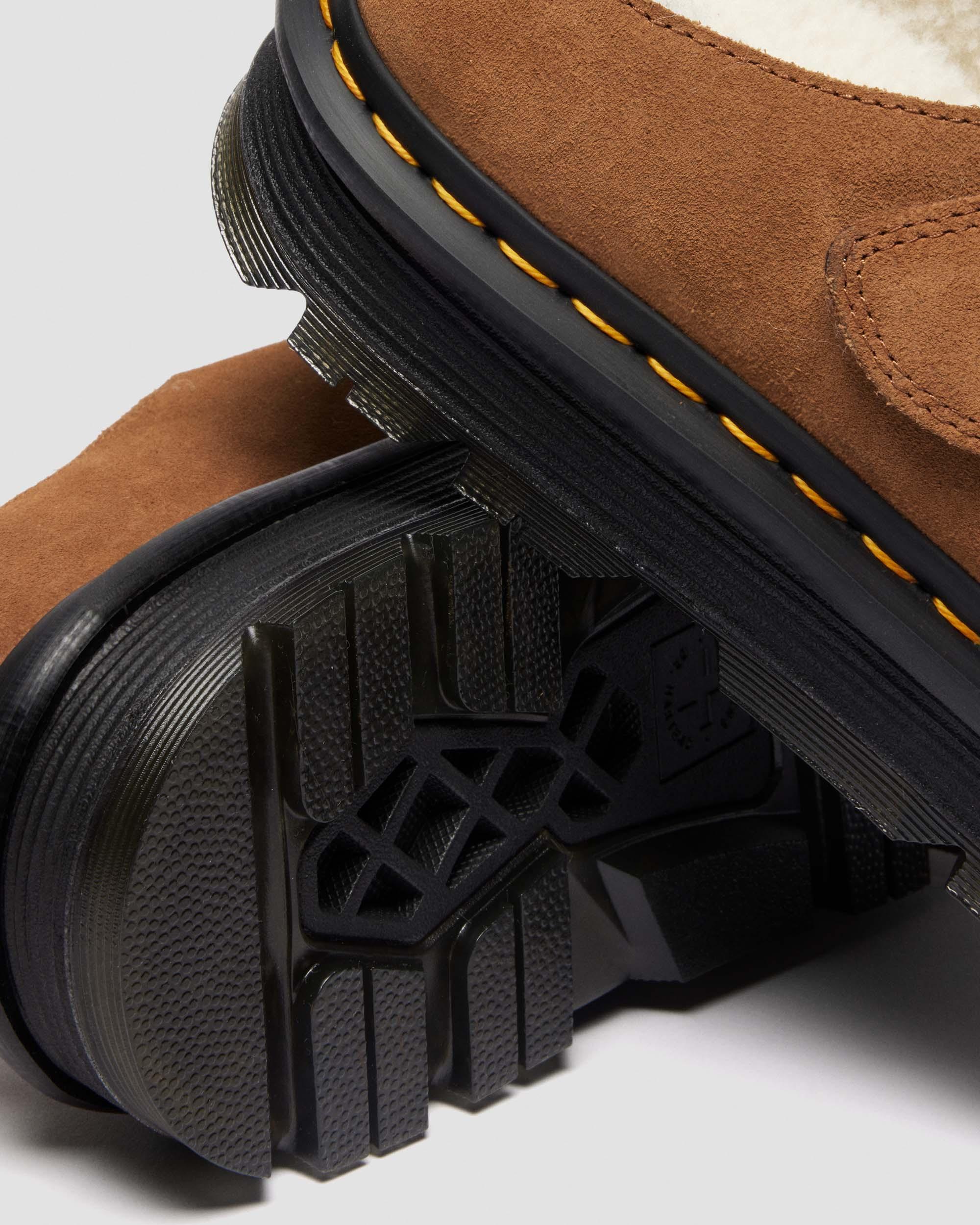 Dr. Martens Zebzag Anywair Warm Lined Suede Mules In Brown
