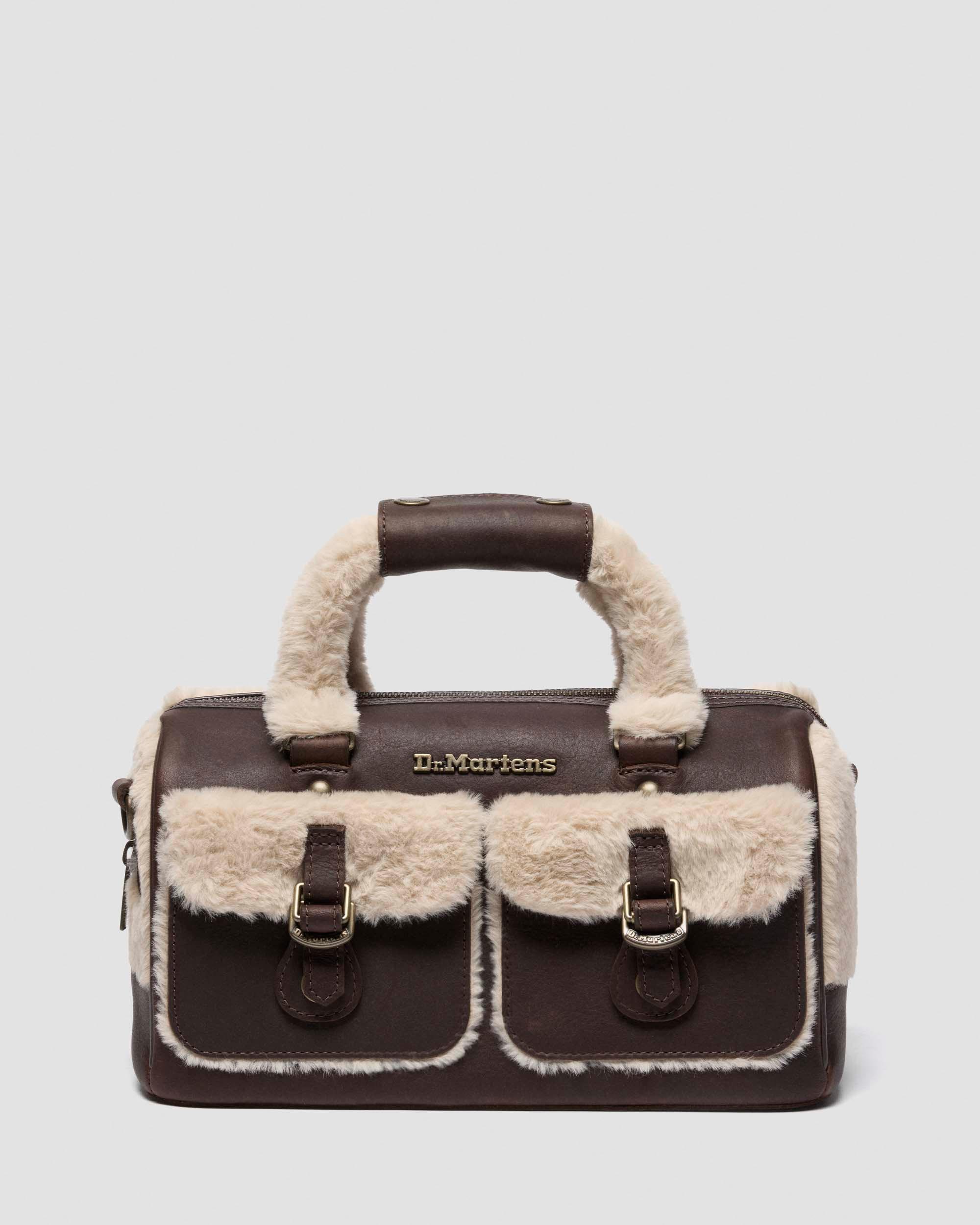 TOP HANDLE LEDER & KUNSTFELL TASCHE in Dunkelbraun