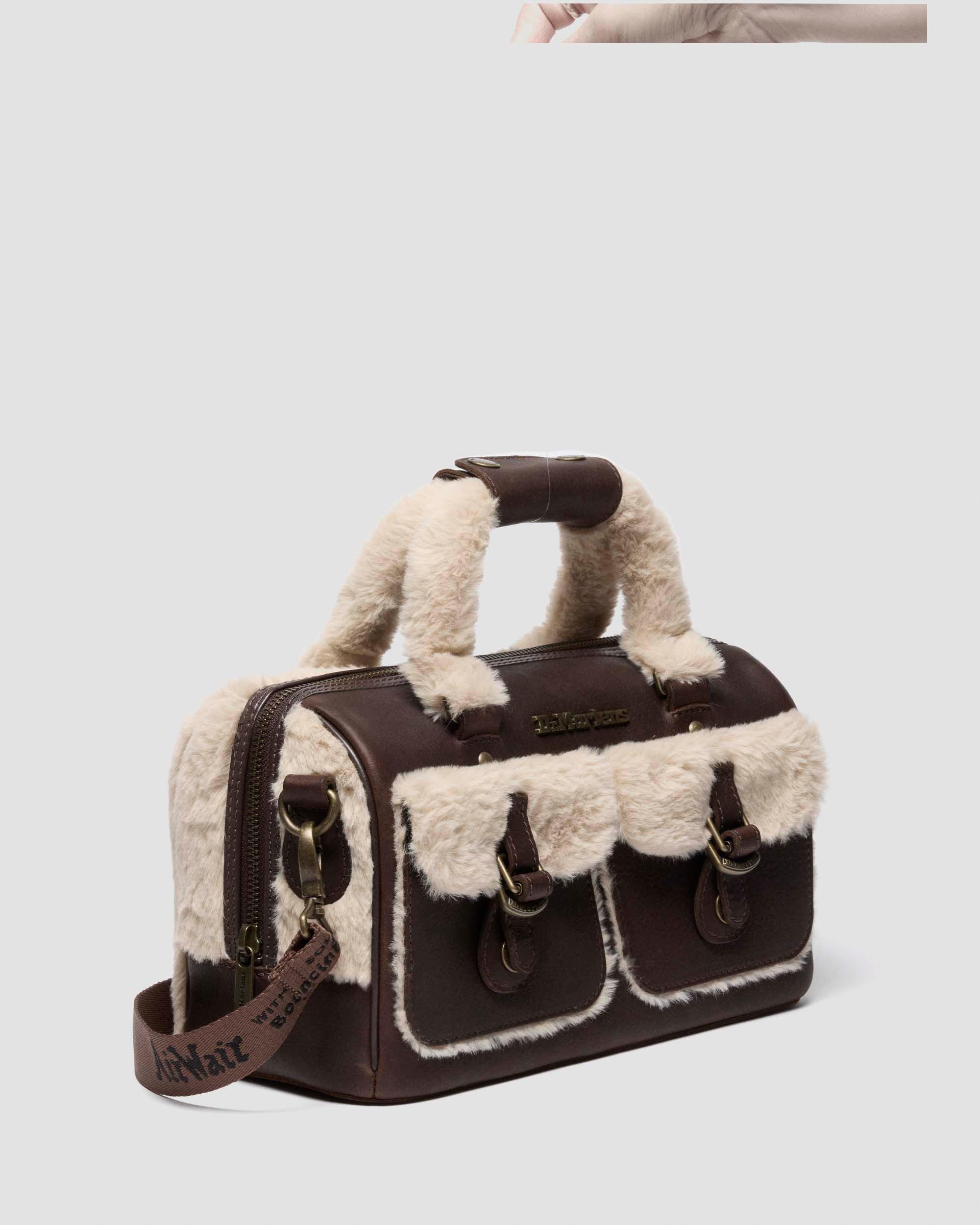 TOP HANDLE LEDER & KUNSTFELL TASCHE in Dunkelbraun