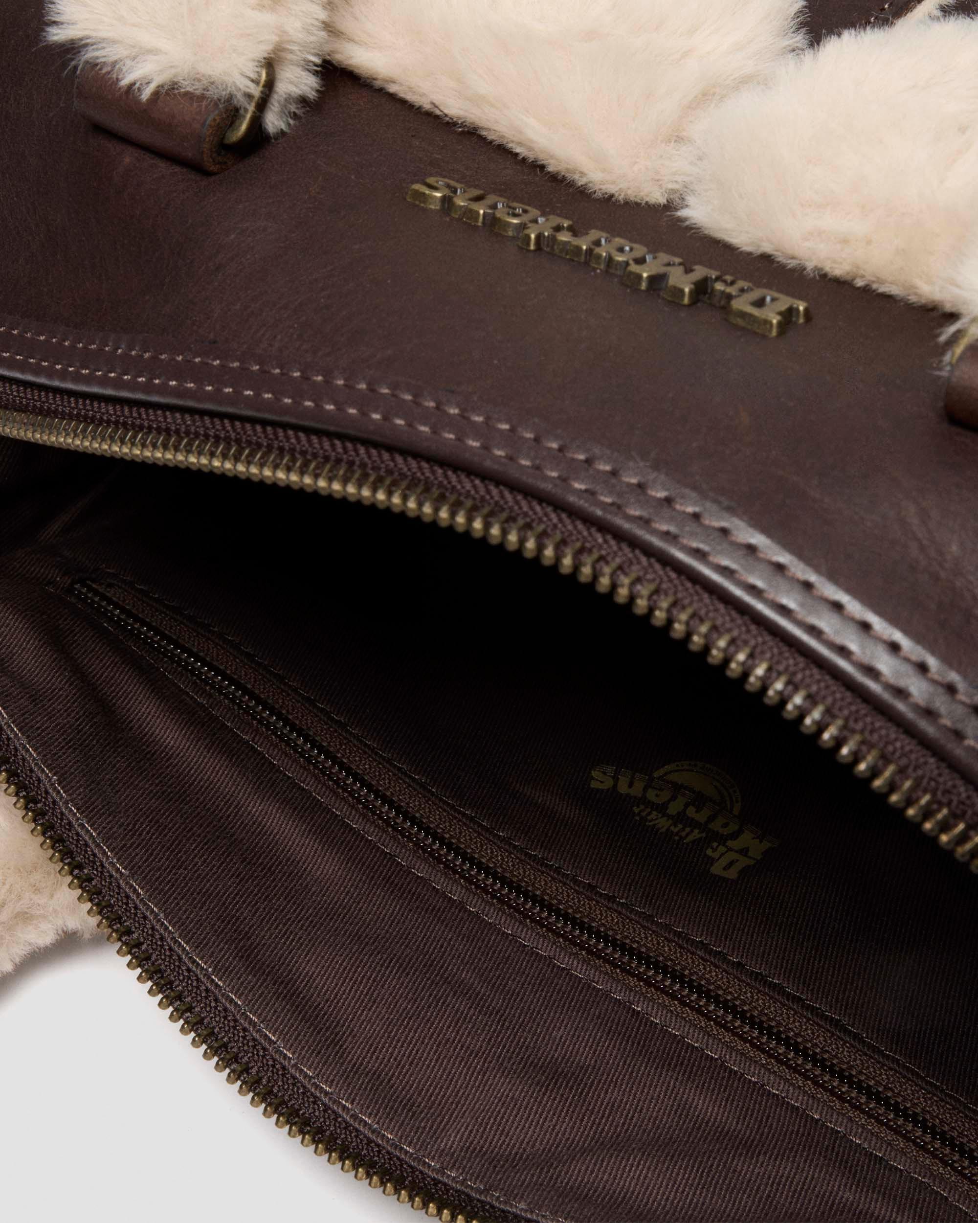 TOP HANDLE LEDER & KUNSTFELL TASCHE in Dunkelbraun