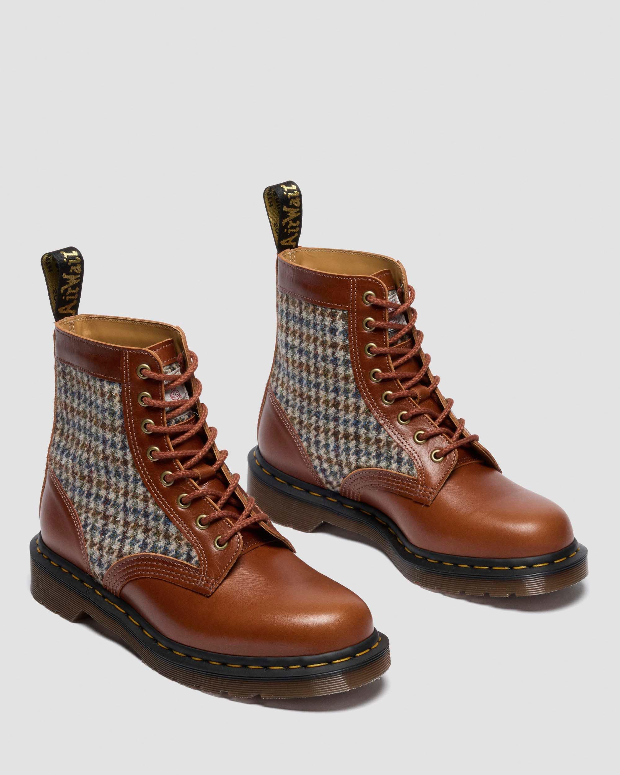 1460 Made In England Harris Tweed and Leather Boots in AMBER TAN+