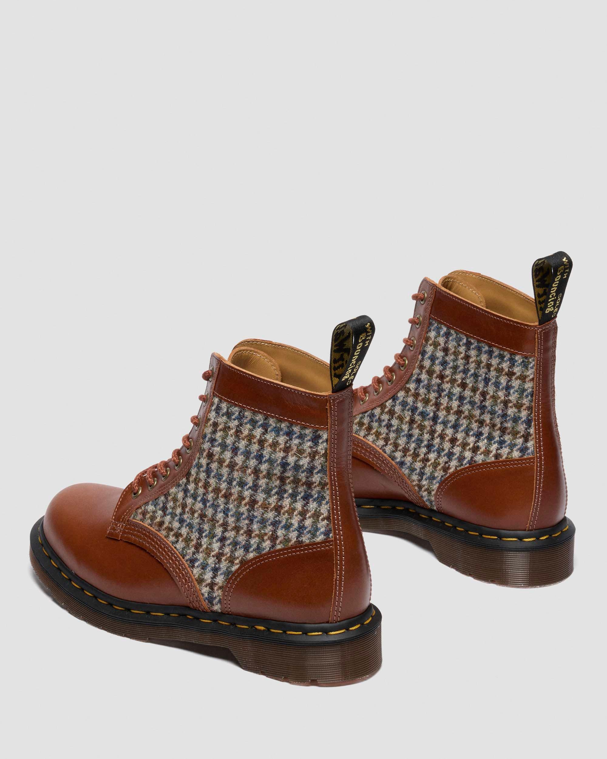 Dr. Martens 1460 Harris Tweed And Leather Boots In Brown