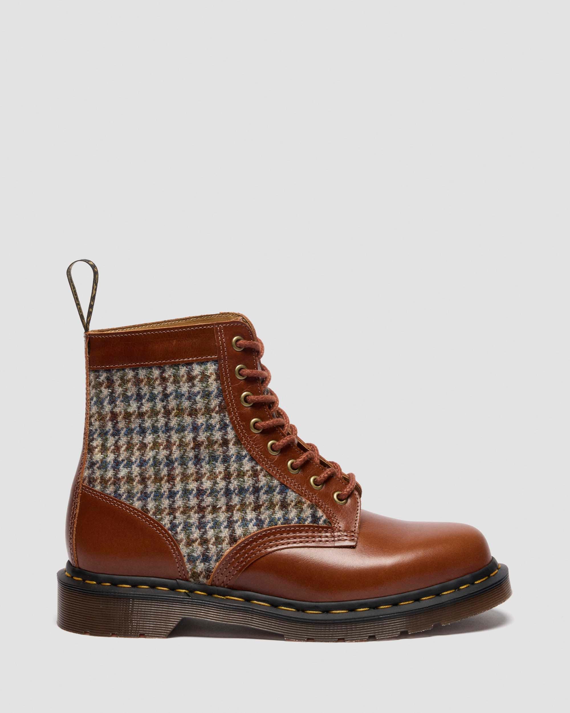 Dr. Martens 1460 Harris Tweed And Leather Boots In Brown