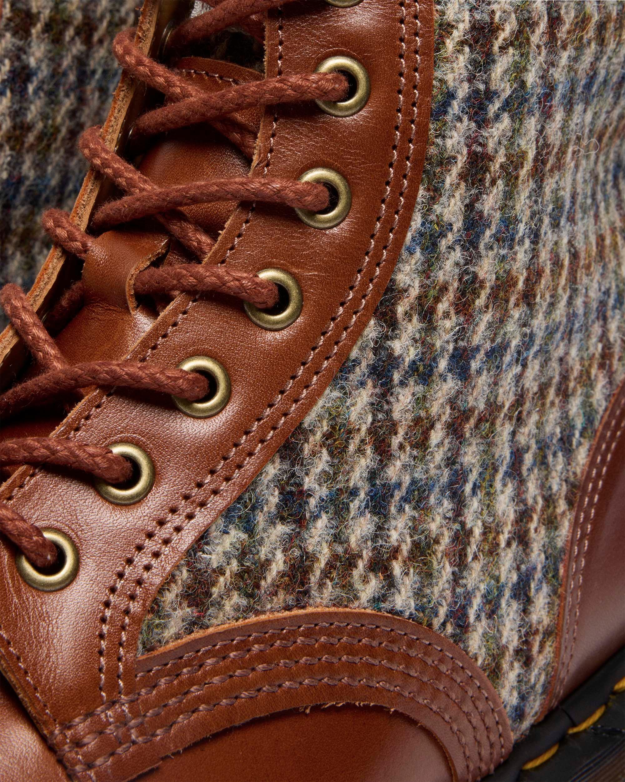 Dr. Martens 1460 Harris Tweed And Leather Boots In Brown
