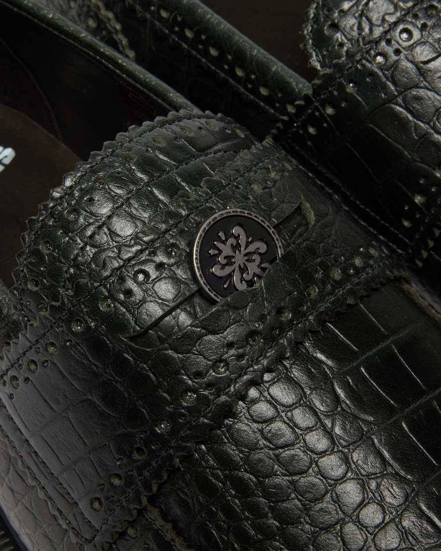 Dr. Martens Penton Brogue Emboss Leather Loafers In Green