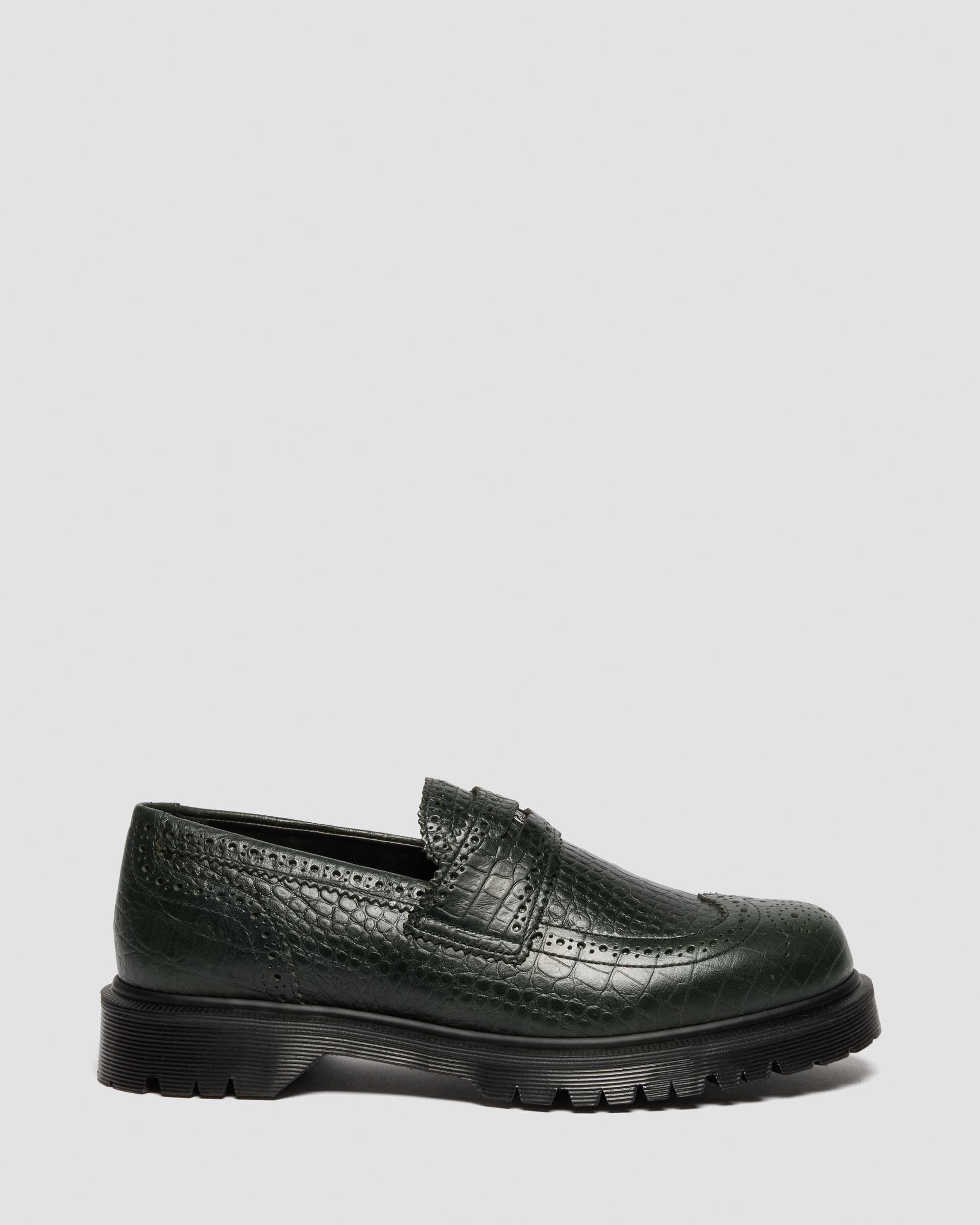 Dr. Martens Penton Brogue Emboss Leather Loafers In Green