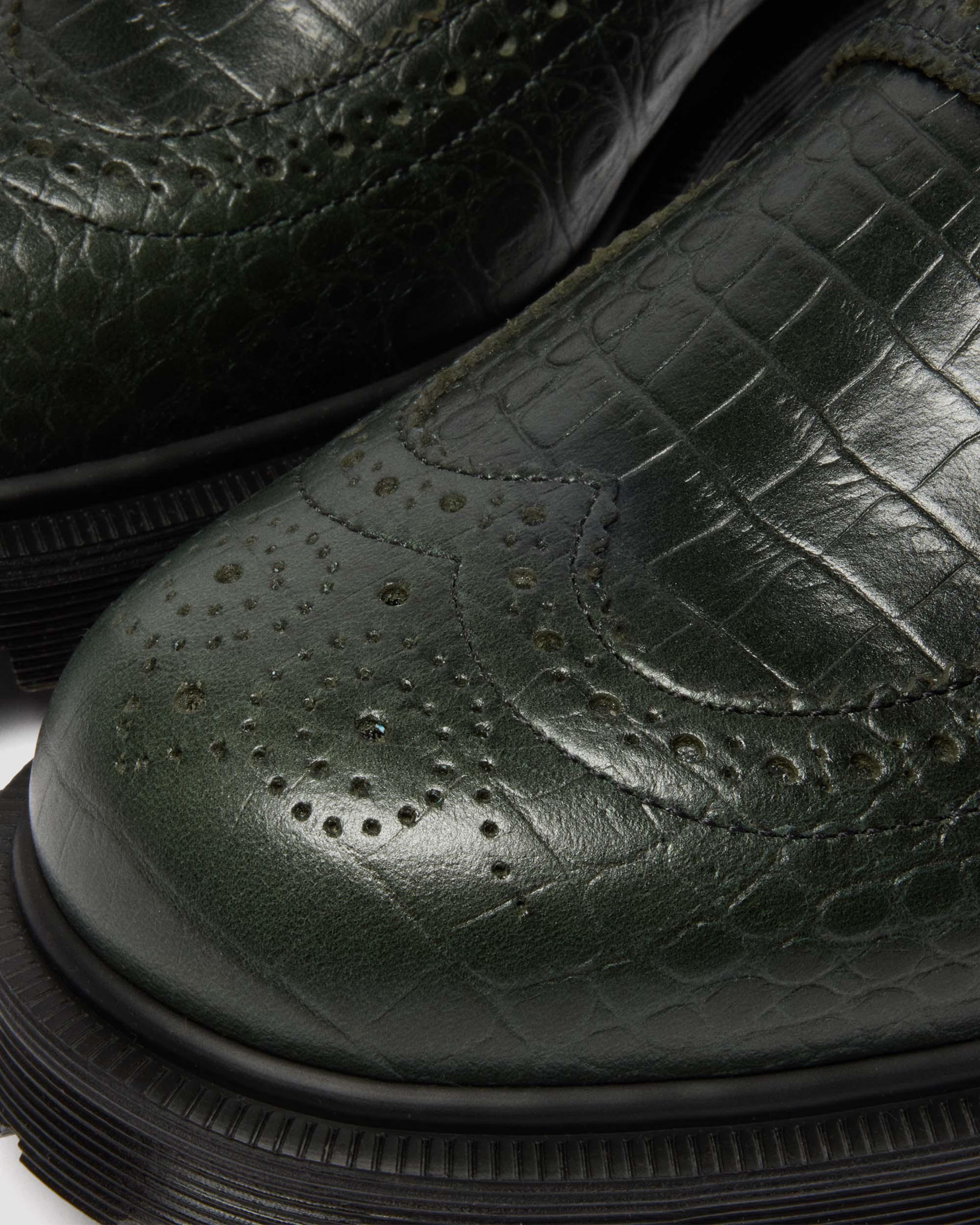 Penton Brogue Emboss Leather Loafers in FOREST GREEN