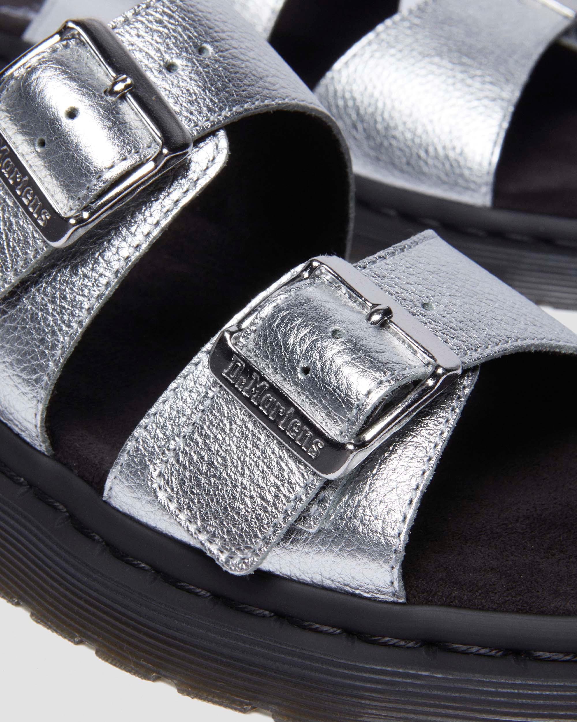Sandali Josef in pelle metallizzata senza lacci in Argento