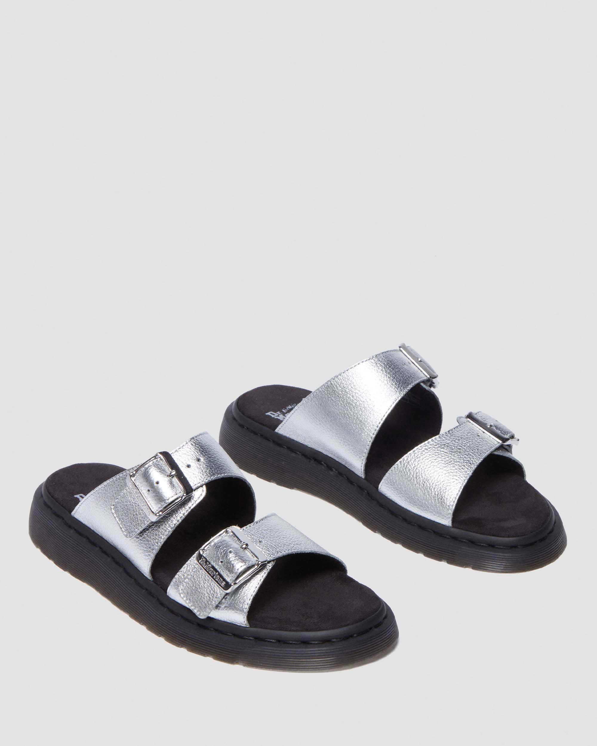 Sandali Josef in pelle metallizzata senza lacci in Argento