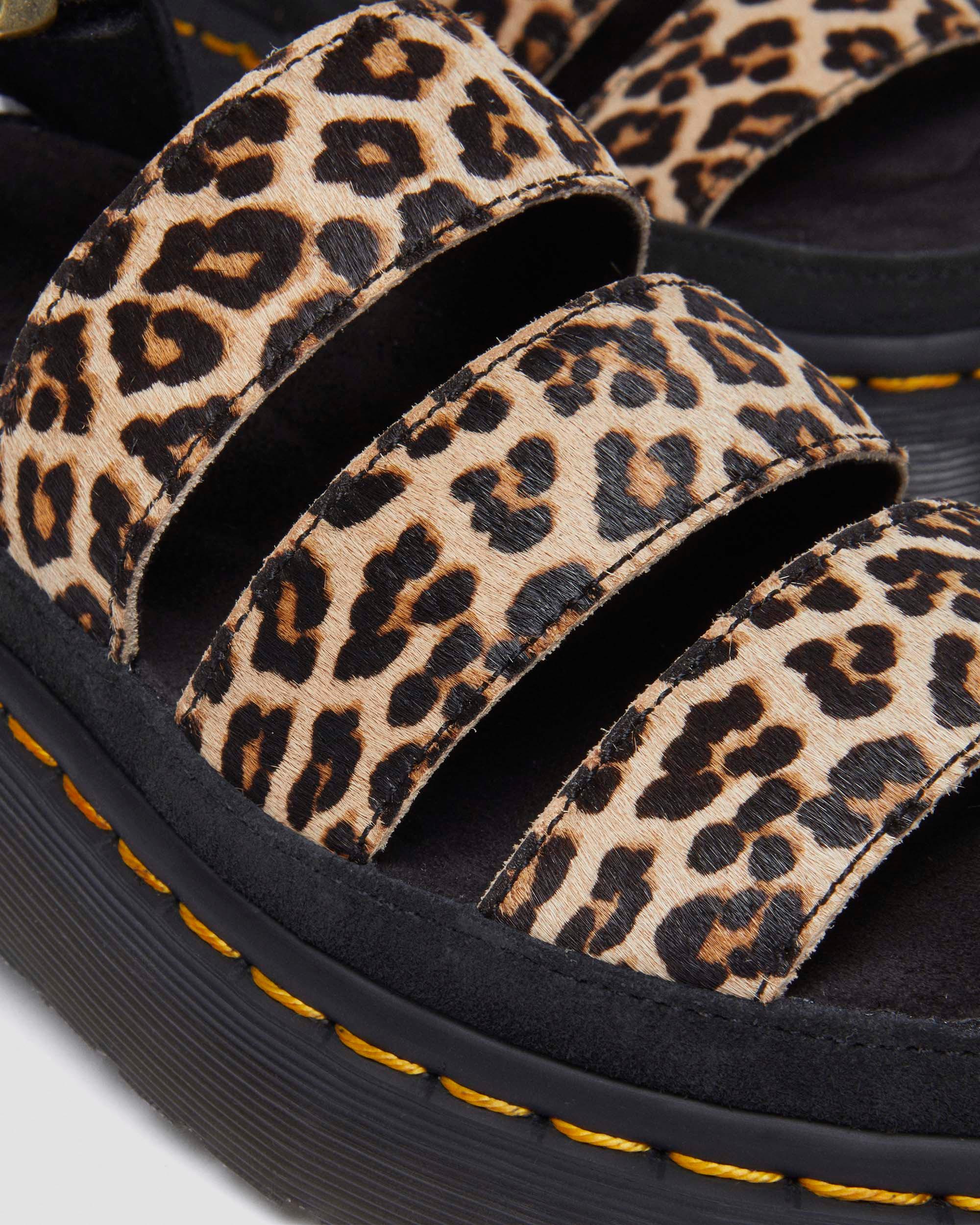 Clarissa II Quad luipaard leren platform sandalen in Licht bruin+Zwart