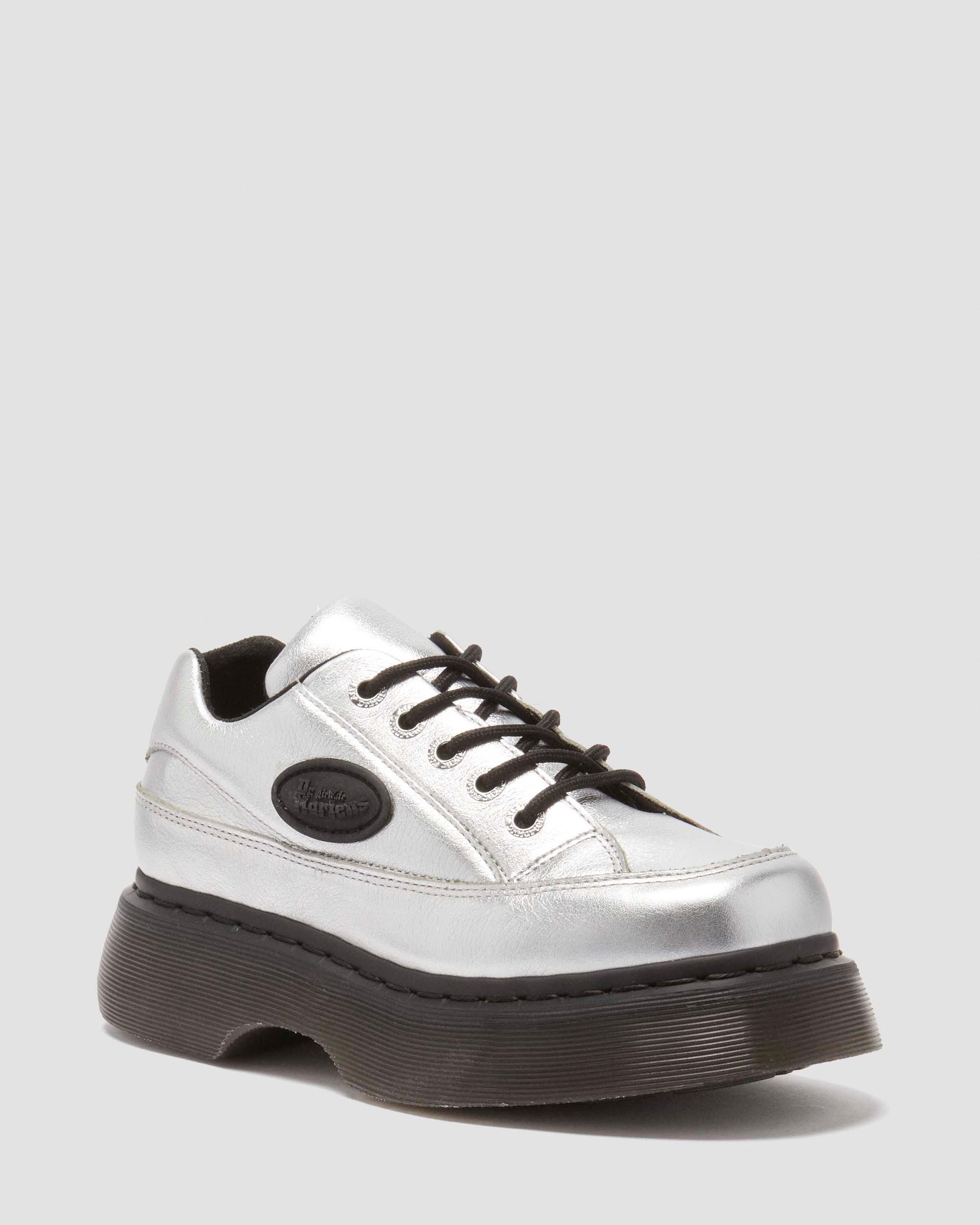 Buzz Metalic leren schoenen met vijf veterogen in Zilver