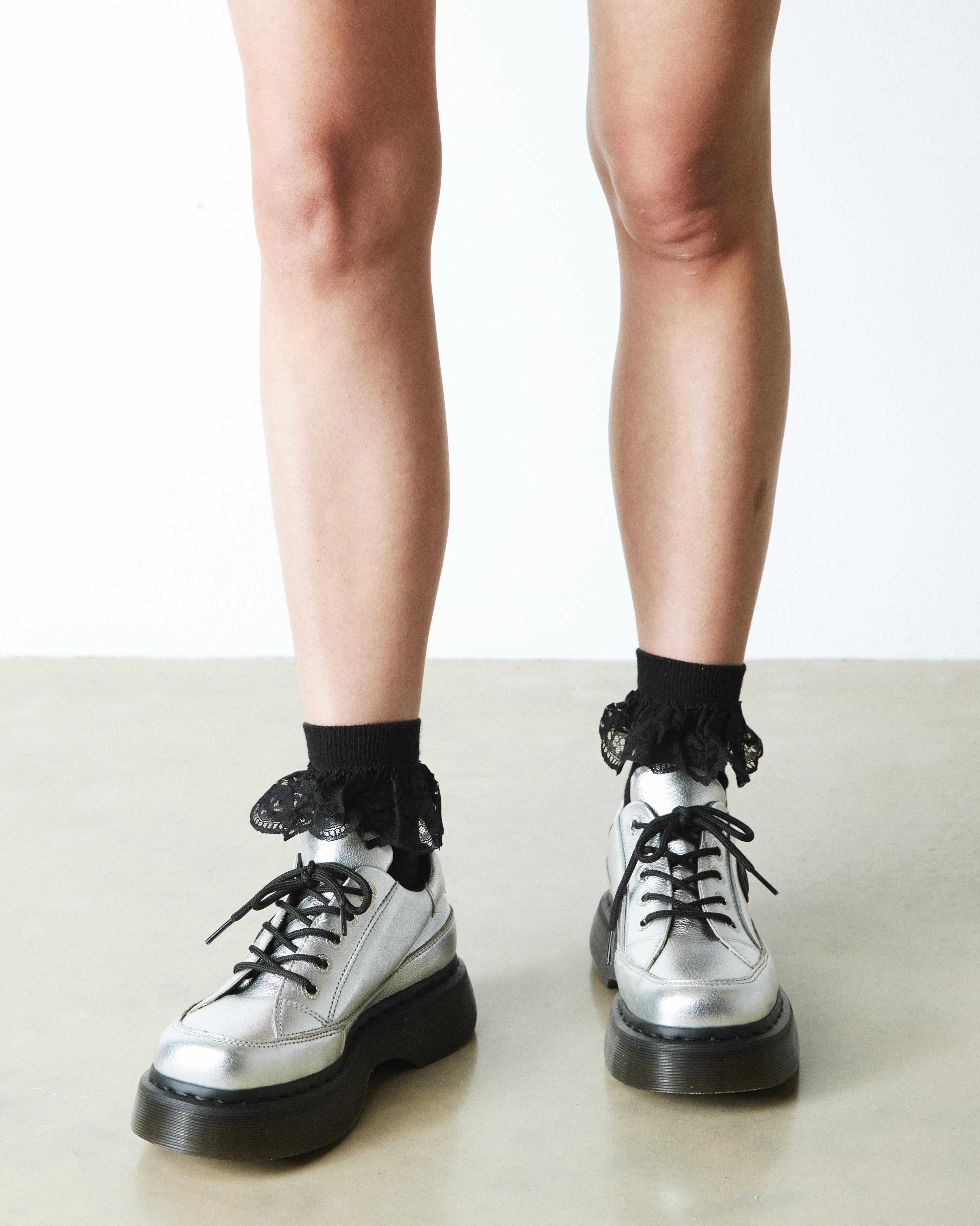 Buzz Metalic leren schoenen met vijf veterogen in Zilver